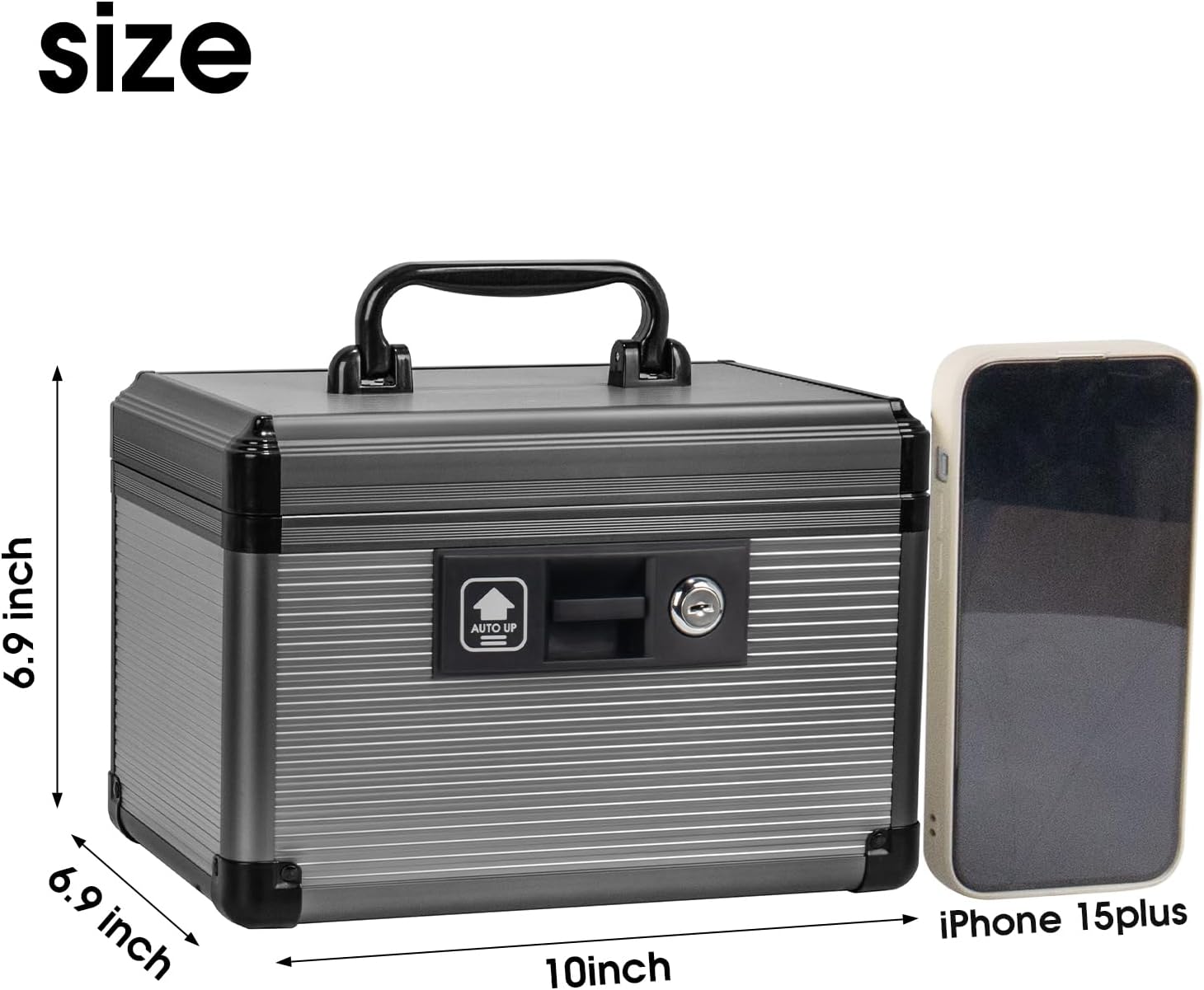 Thumbnail 5 de Lockbako Medicine Lock Box with Key – Aluminum Alloy, Removable Tray, 10" x 6.89" x 6.89