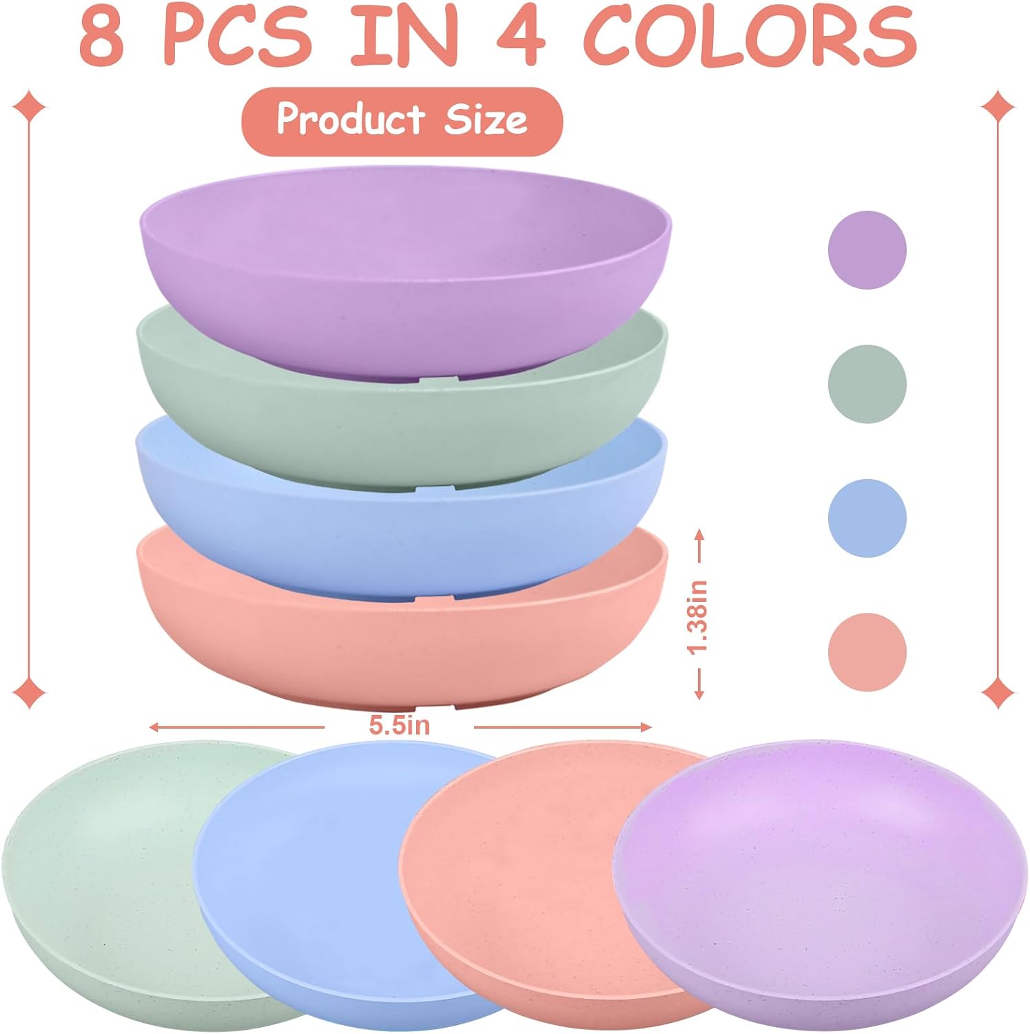 Thumbnail 1 de Yuzi YZ-Cat Bowl-01-6P Shallow Cat Bowls, 5.5-Inch Wide, 8-Piece Set