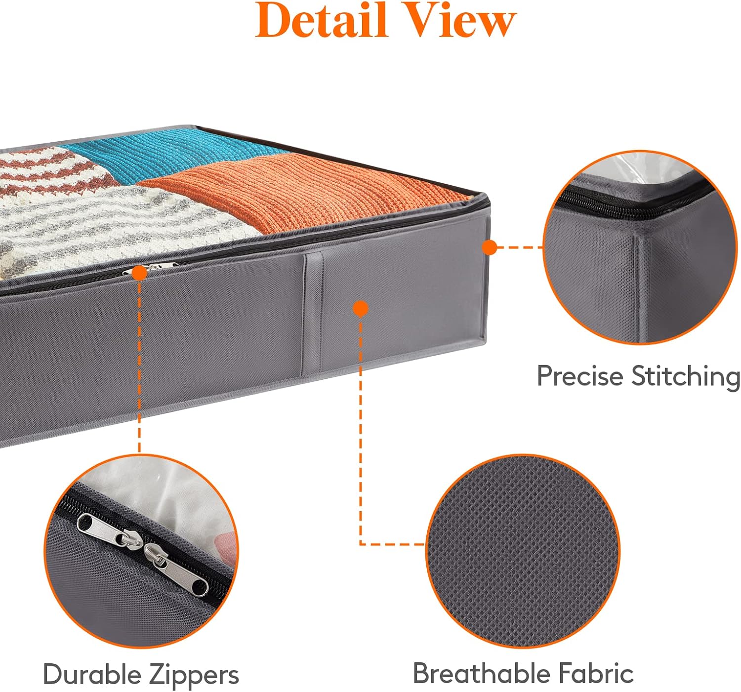 Detalle 2 de Lifewit 22142 Under-Bed Storage Bags, 6 x 75L, Grey