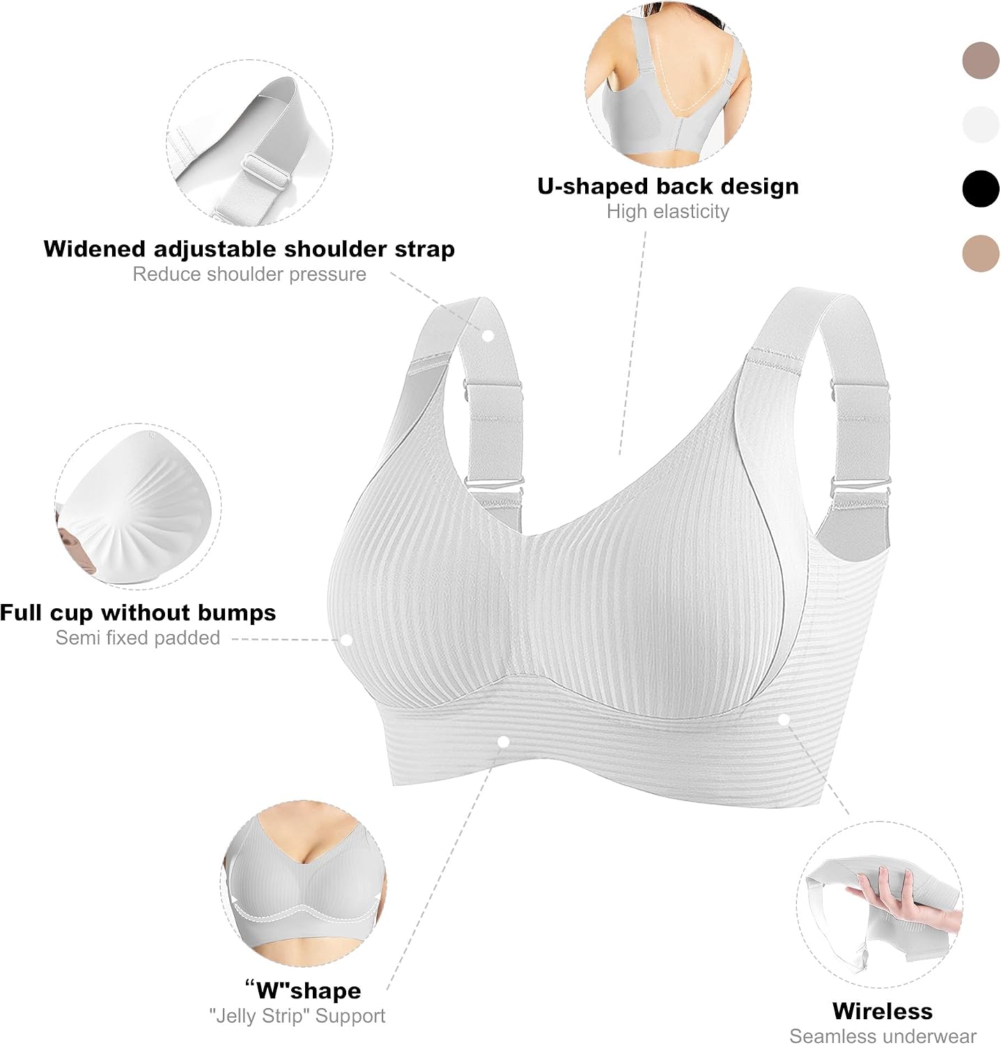 Detalle 2 de Fittingirls Grande taille : soutien-gorge sans couture, sans armatures, à bretelles réglables