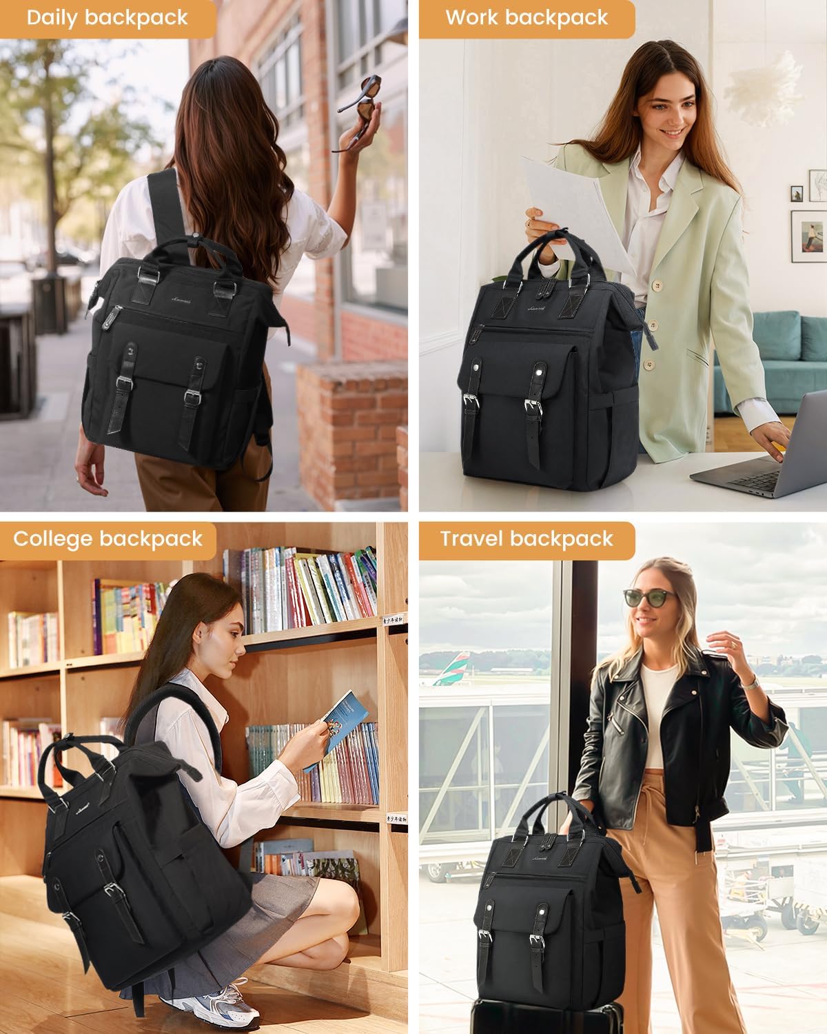 Detalle 2 de LOVEVOOK Laptop Backpack 17 inch Black