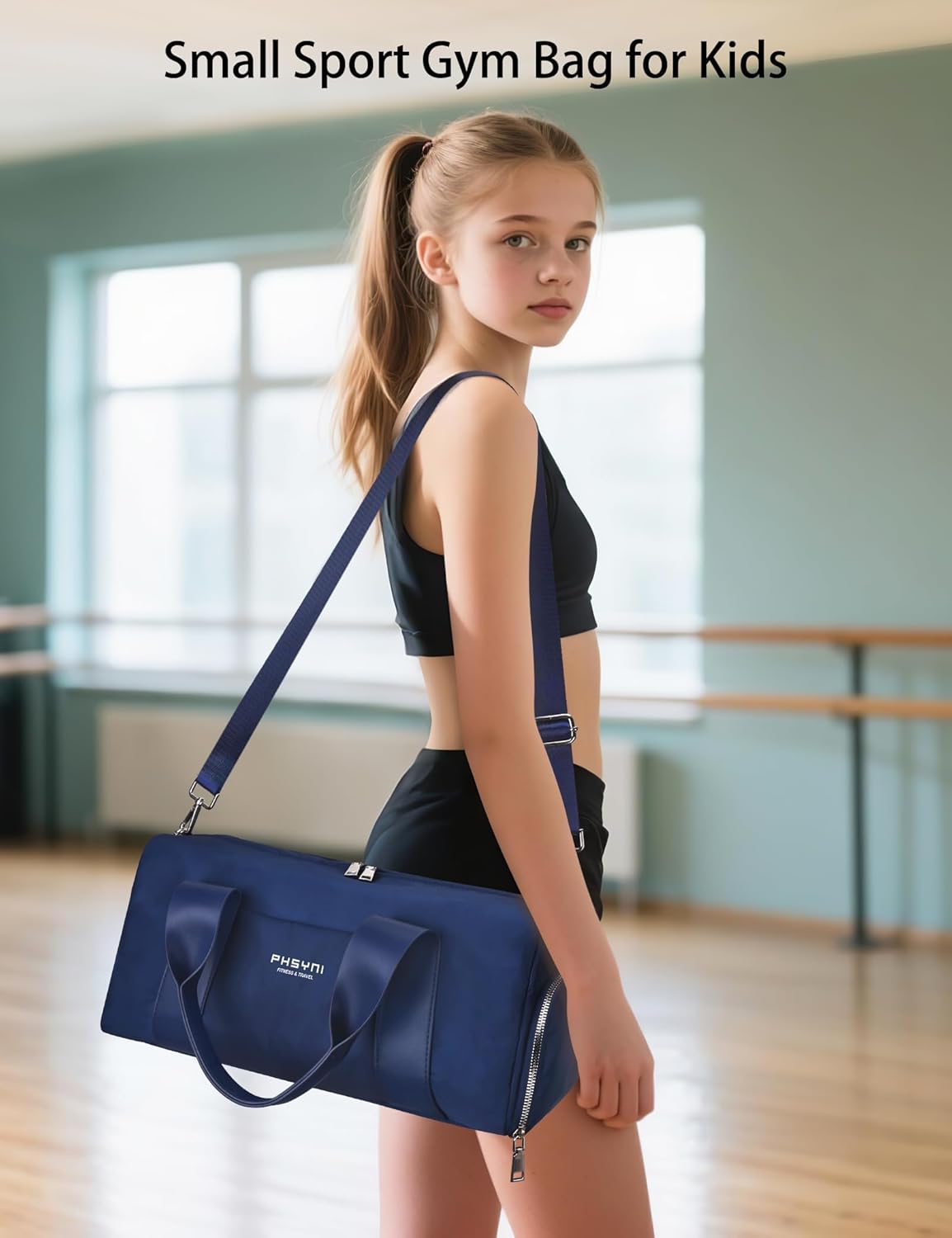 Detalle de PHSYNI Small Gym Bag for Girls & Women – 16-Inch Duffle with Shoe Compartment