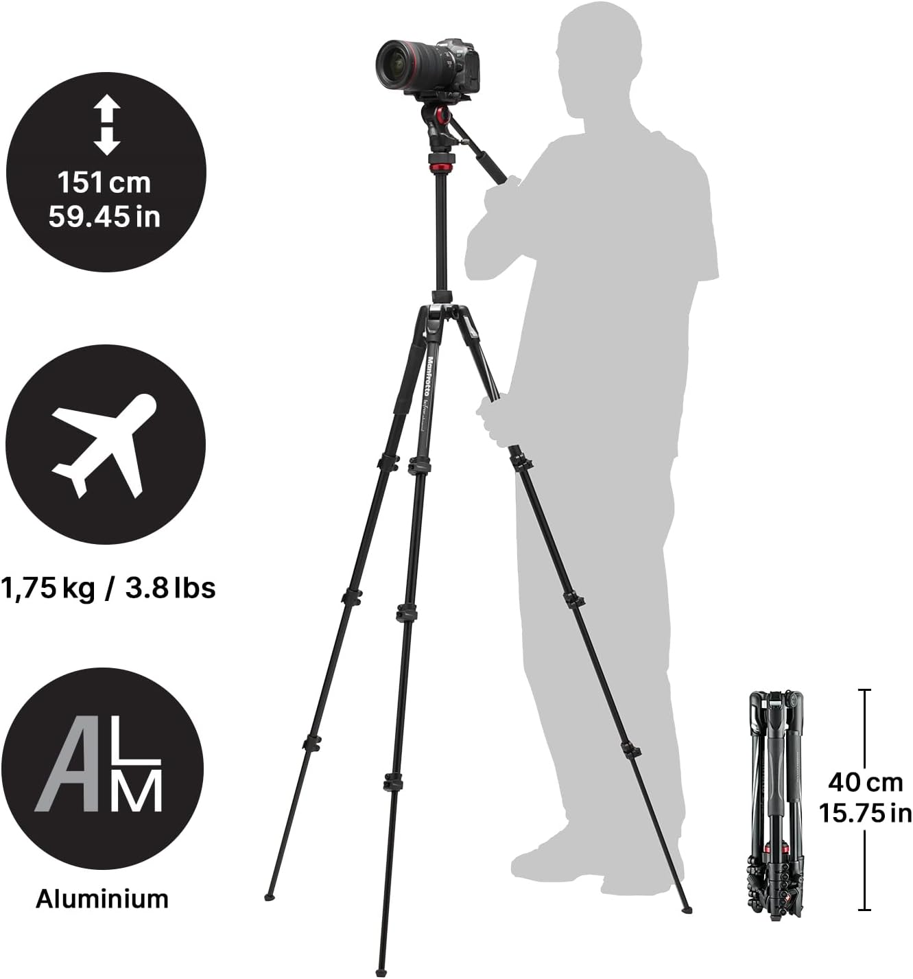 Detalle de Manfrotto Befree Live: Trépied Vidéo de Voyage en Aluminium avec Levier et Rotule