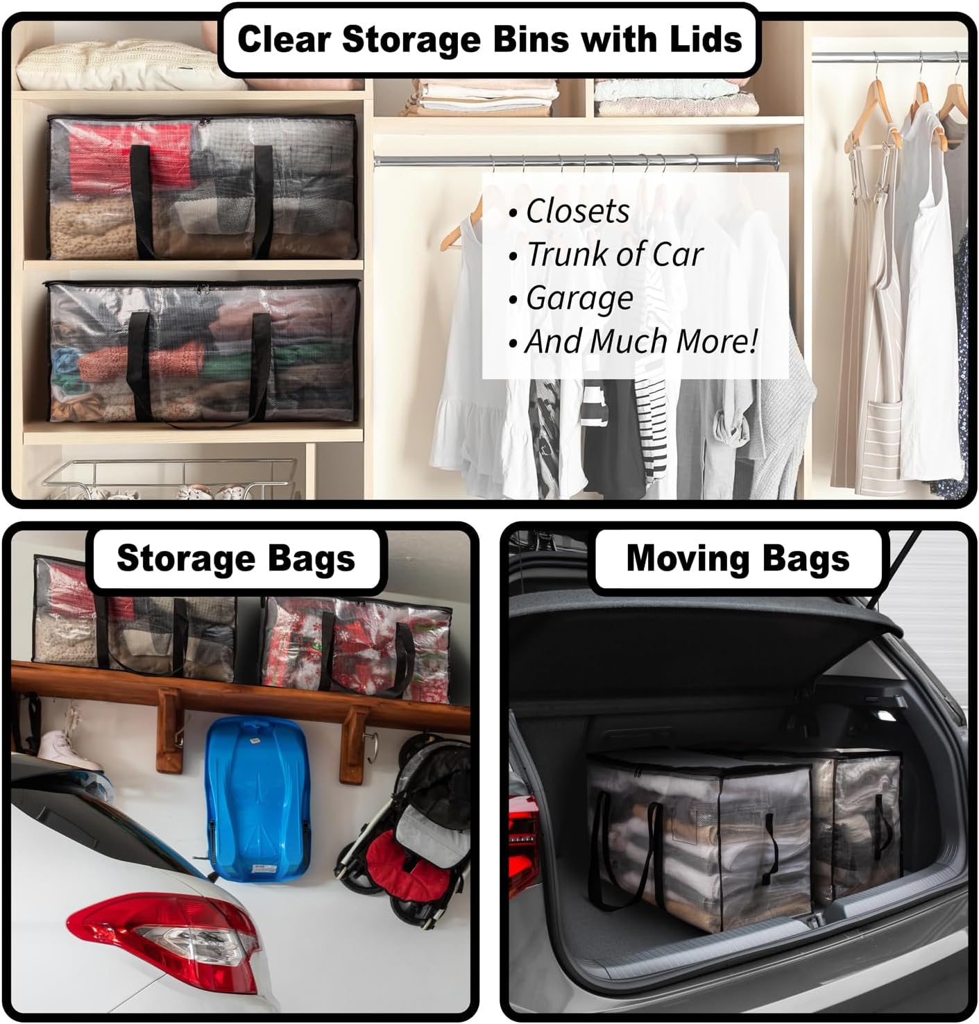 Thumbnail 1 de ClearSpace Oversized Moving Bags (Large, 6-Pack) with Backpack Straps, Zippers & Handles