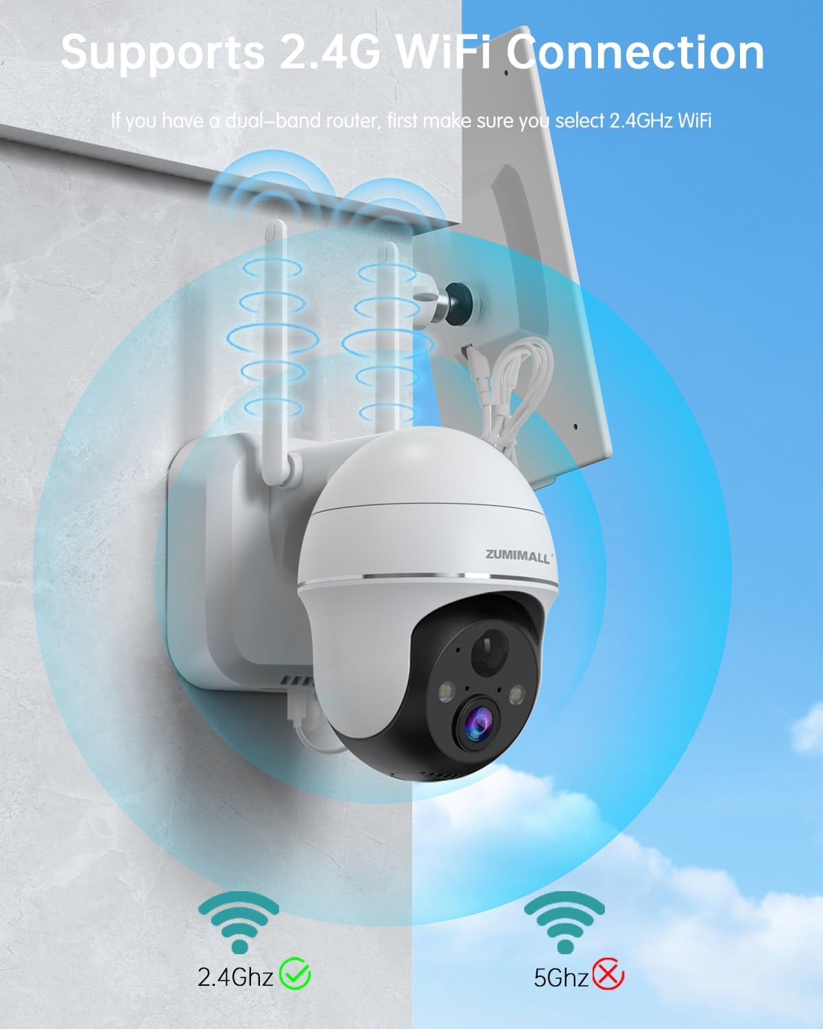 Detalle de ZUMIMALL X2 2K Solar Security Camera, 360° View, Color Night Vision