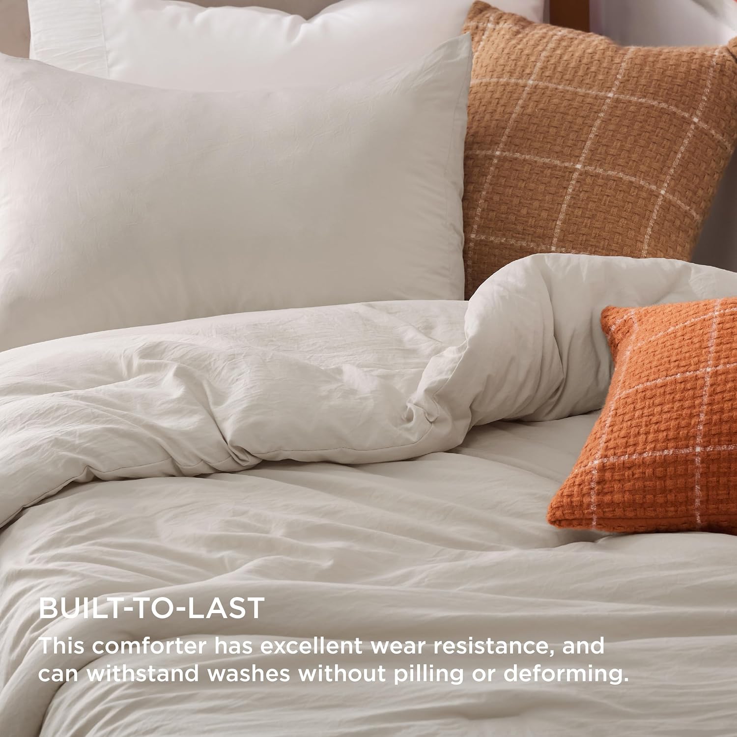 Detalle de Bedsure BB349B2 Twin Comforter Set, Beige Polyester, 2-Piece