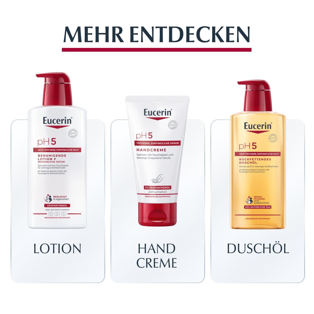 Detalle de Eucerin pH5 Rückfettendes Hand Waschöl 250 ml – milde, rückfettende Reinigung für empfindliche Haut