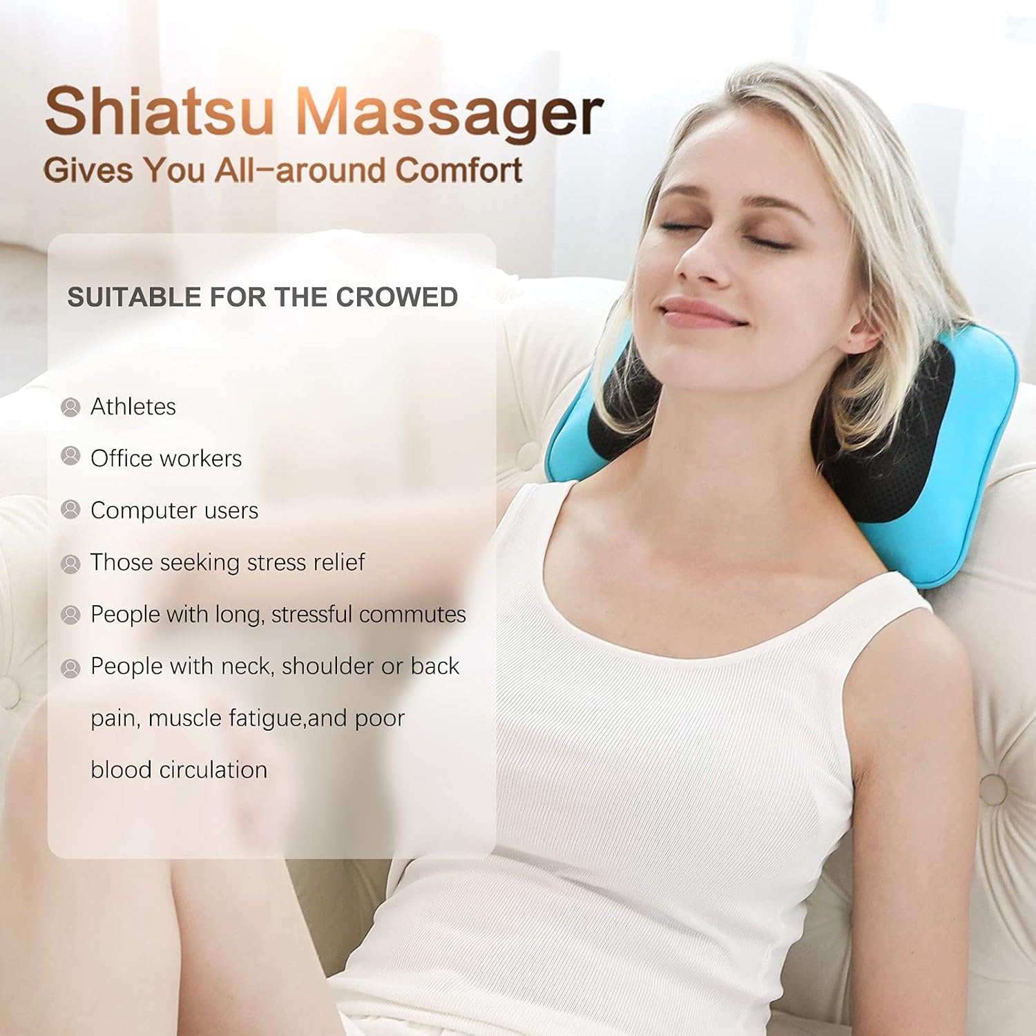 Thumbnail 2 de MOCUISHLE Shiatsu Neck Back Massager Pillow with Heat – deep kneading for neck, back, shoulders and more