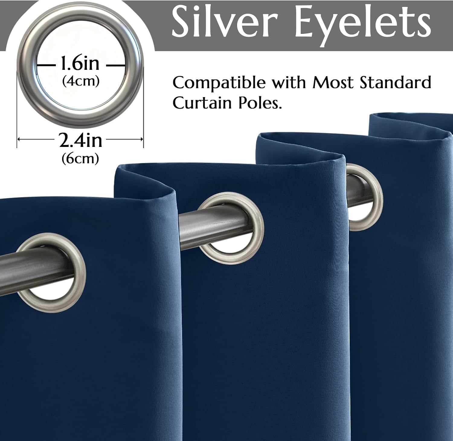 Thumbnail 3 de TOPICK Blackout Curtains Navy 2 Panels