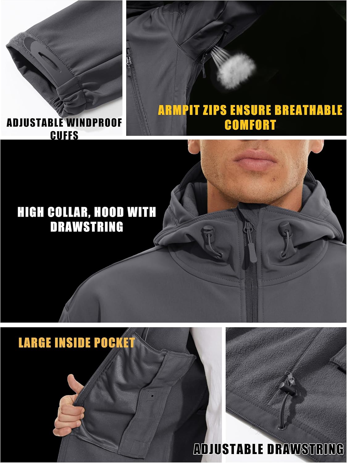 Detalle 2 de KEFITEVD Men's Tactical Waterproof Jacket
