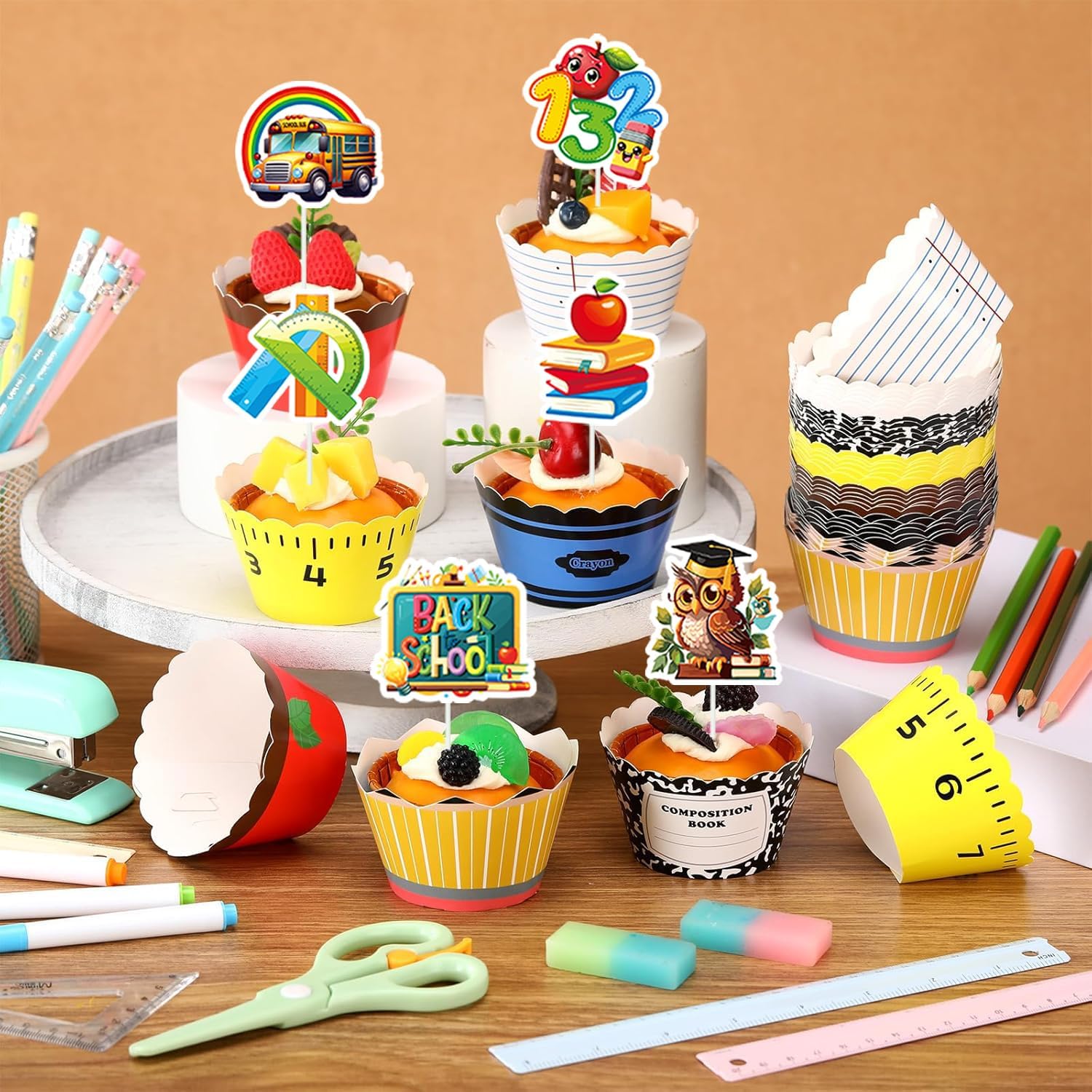 Detalle de Back to School Cupcake Toppers Decorations – VARACL 32PCS