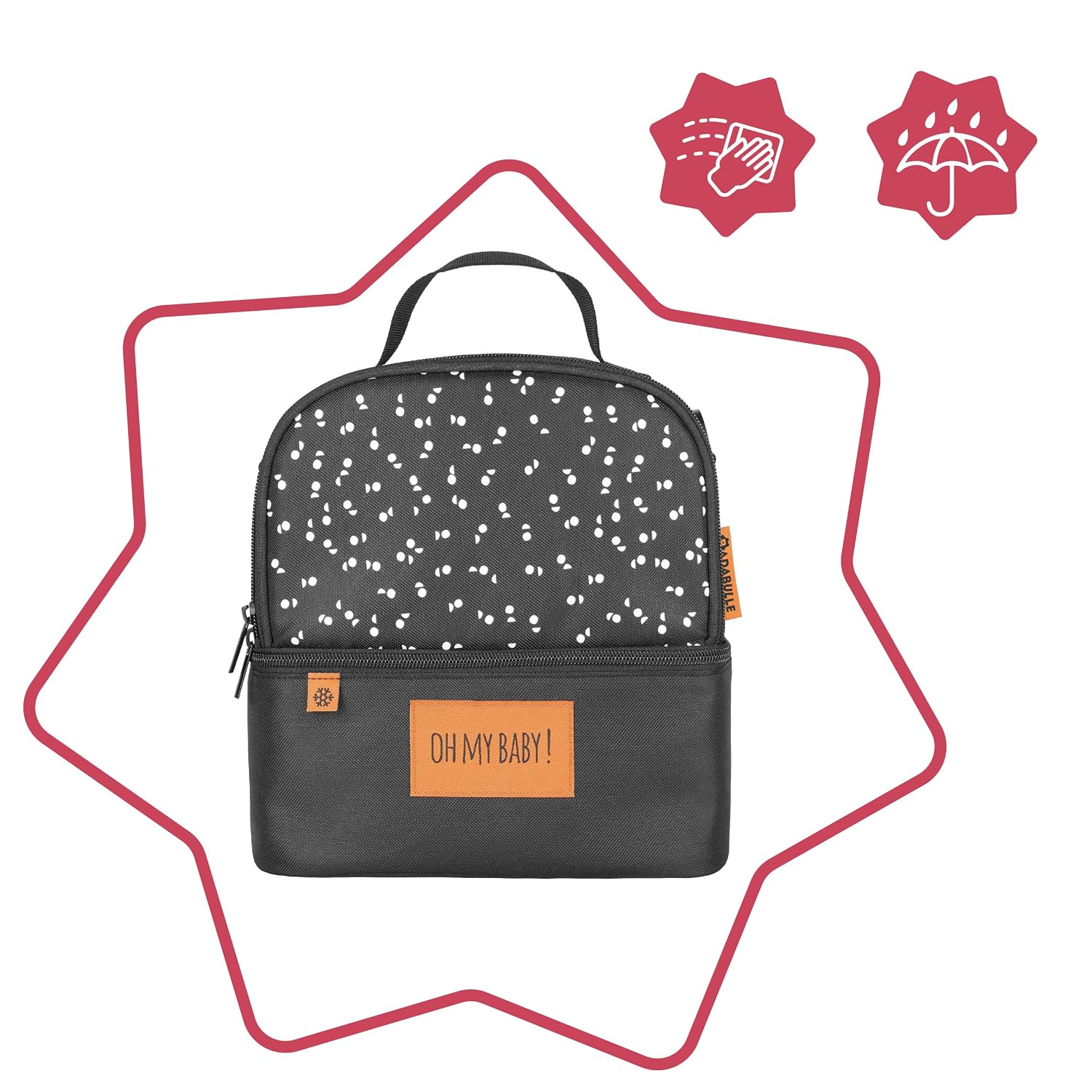 Detalle de Badabulle Isoliertasche Pick & Go mit separaten 2 Innenfächern – 5-Liter-Wärme/Kälte-Transport für Babymahlzeiten
