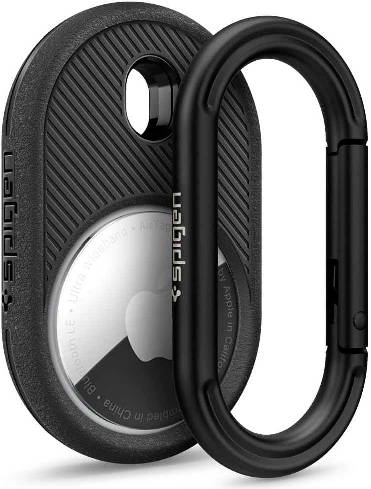 Detalle de Coque Caseology by Spigen Vault avec porte-clés pour AirTag 2 (2026) et AirTag (2021) – Noir