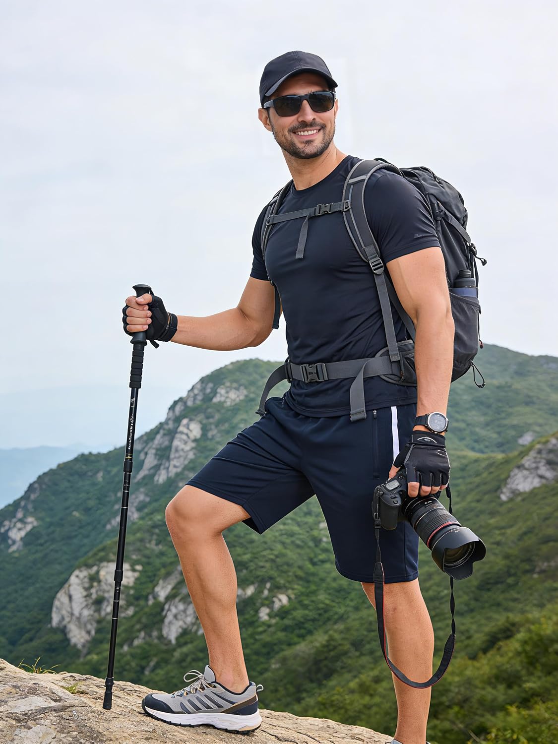 Detalle 2 de ZOXOZ Kurze Hosen Herren Shorts Sports Baumwolle mit Reißverschluss und elastischer Taille