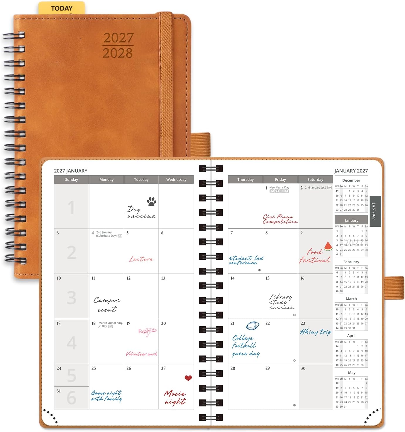 Detalle de POPRUN 2027–2028 Monthly Planner, 4.5" x 6.25" Pocket Calendar