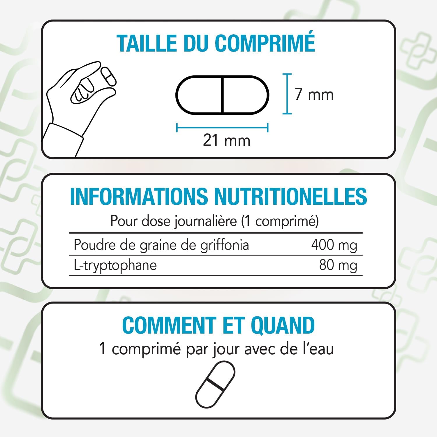 Detalle 2 de Griffonia Simplicifolia Tryptophane PiùLife 400 mg – extrait végétal source de tryptophane