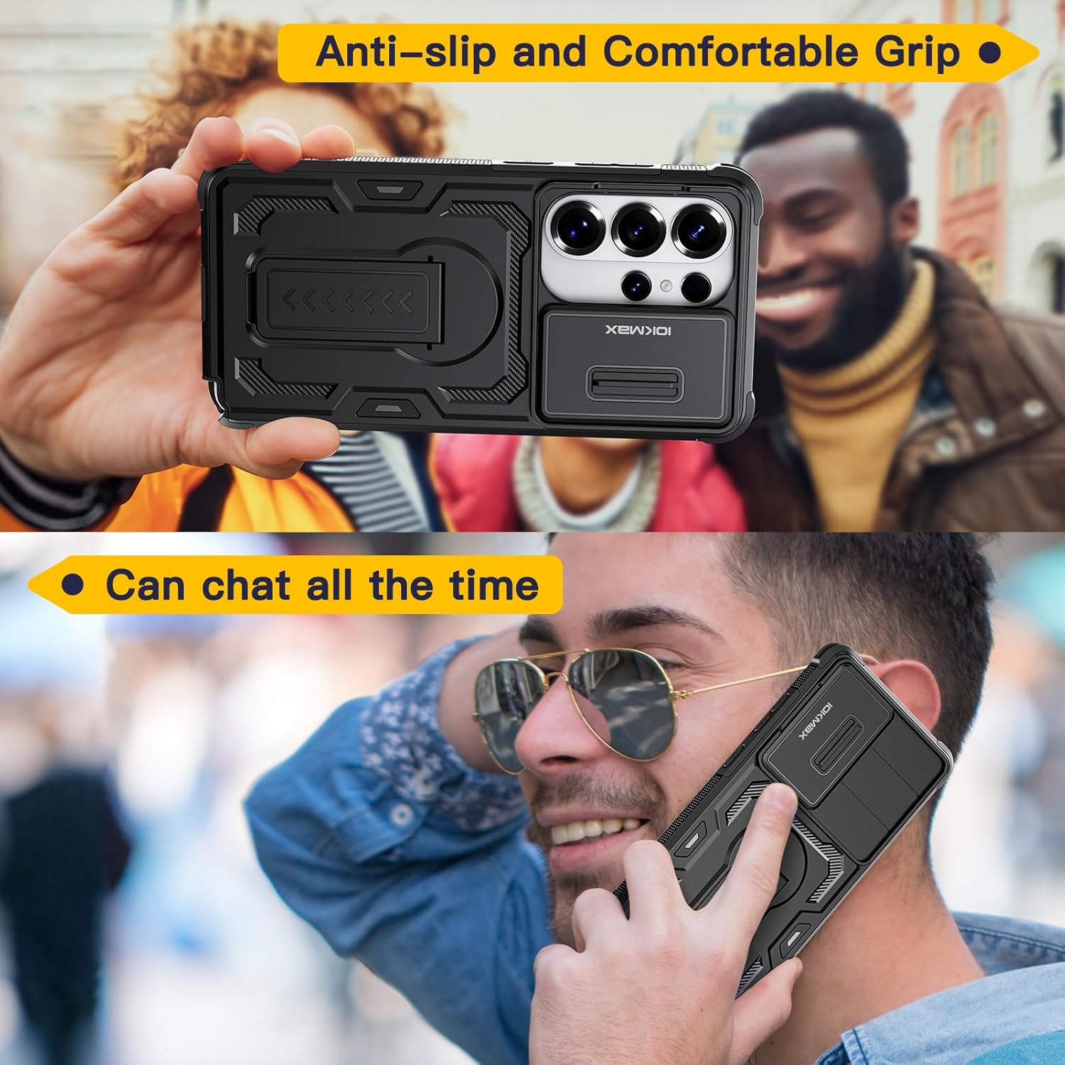 Thumbnail 5 de Iokmax case for Samsung Galaxy S26 Ultra with slide camera cover, kickstand & 2 screen protectors (black)