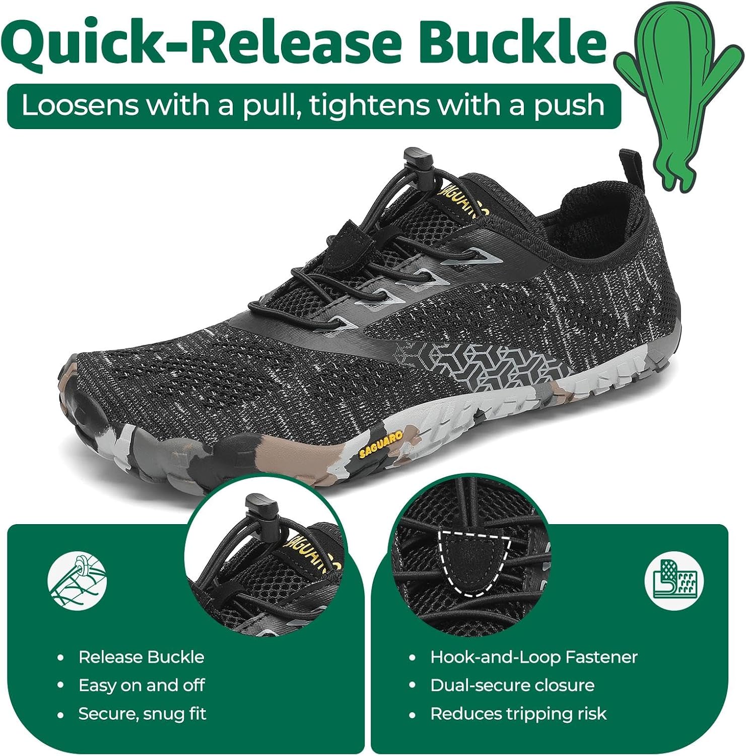 Detalle 2 de SAGUARO Scarpe da trail running barefoot da uomo e donna con punta ampia