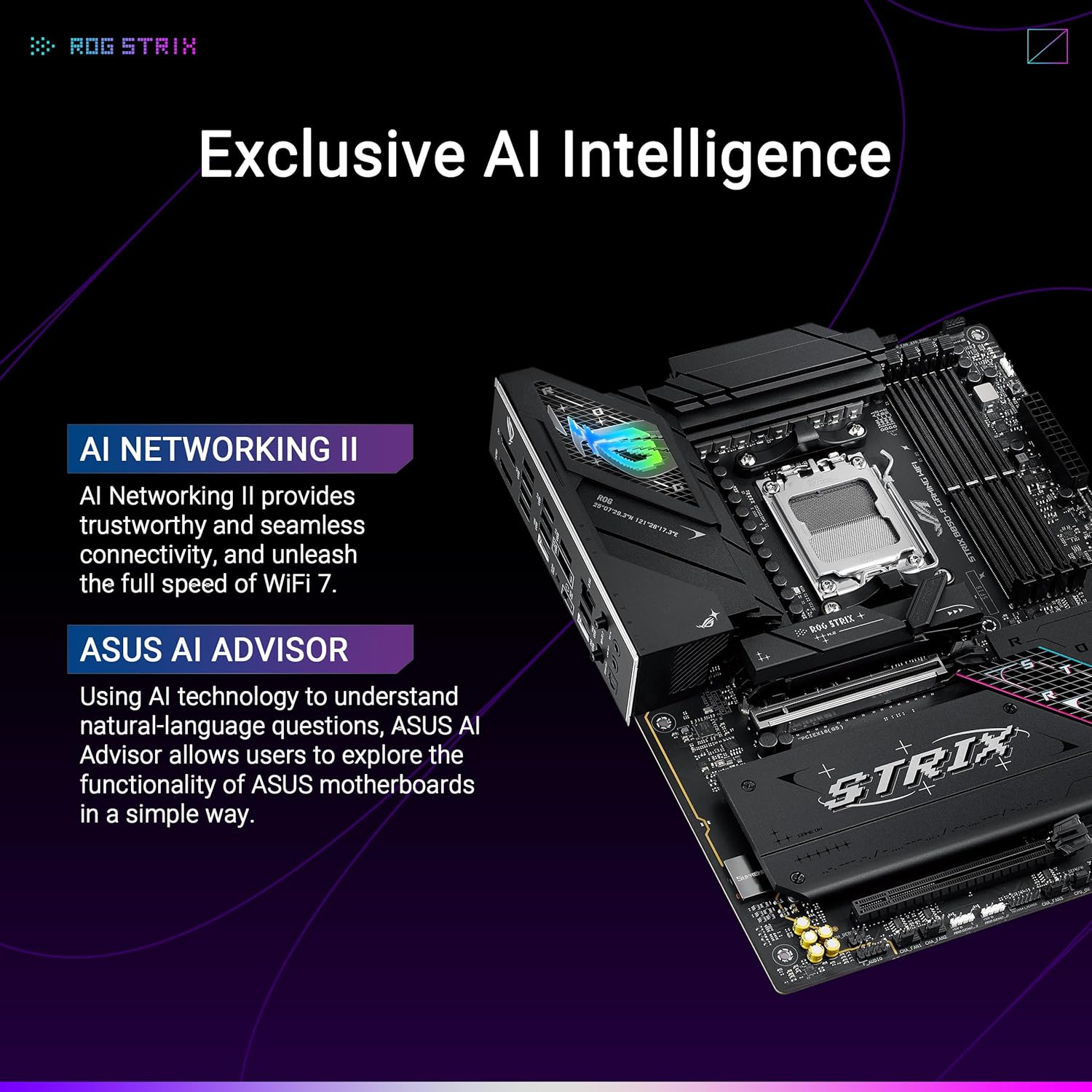 Thumbnail 1 de ASUS ROG Strix B850-F Gaming WiFi (AMD AM5) ATX Motherboard with WiFi 7 and 4x M.2