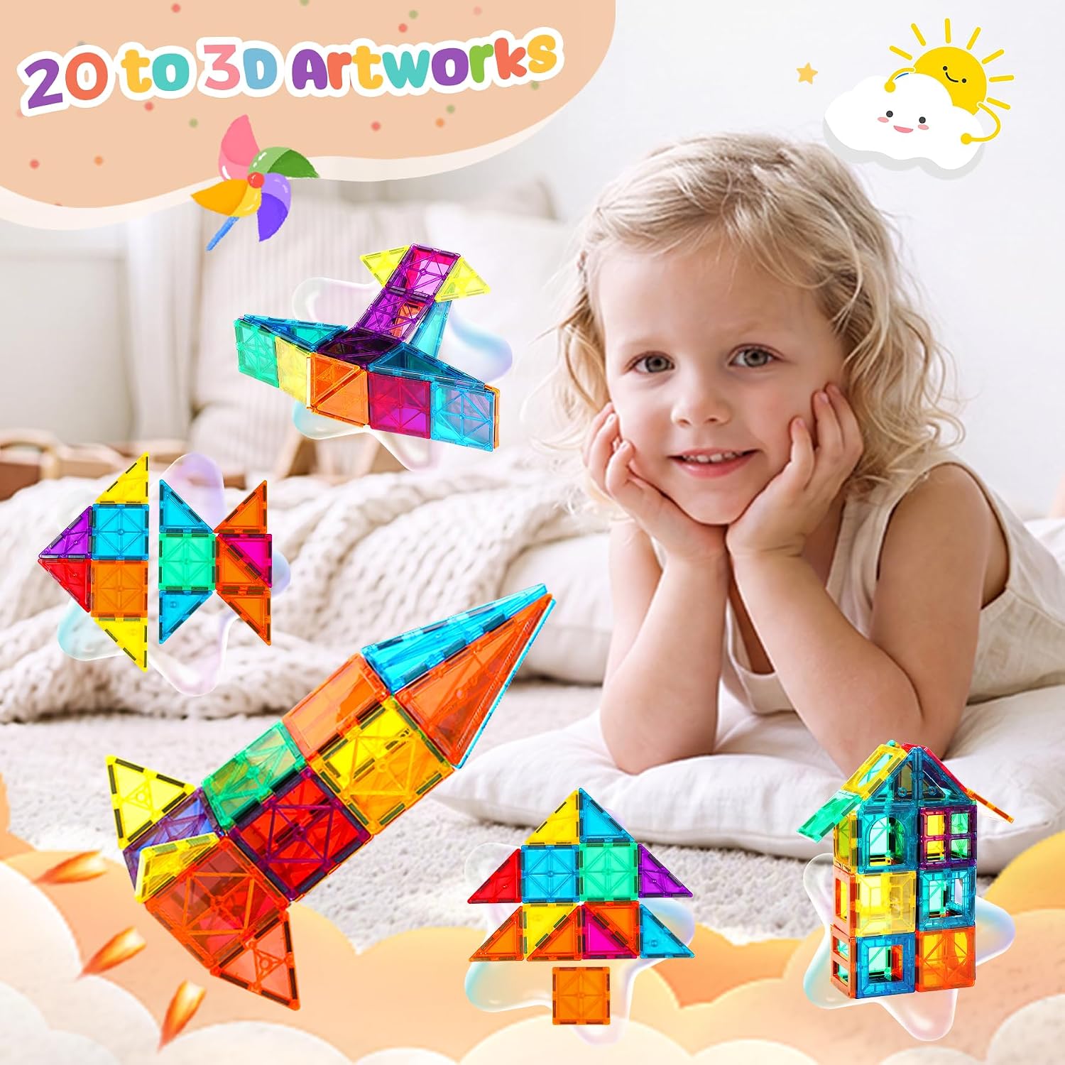 Detalle de FNJO Magnetic Tiles 110-Piece Set