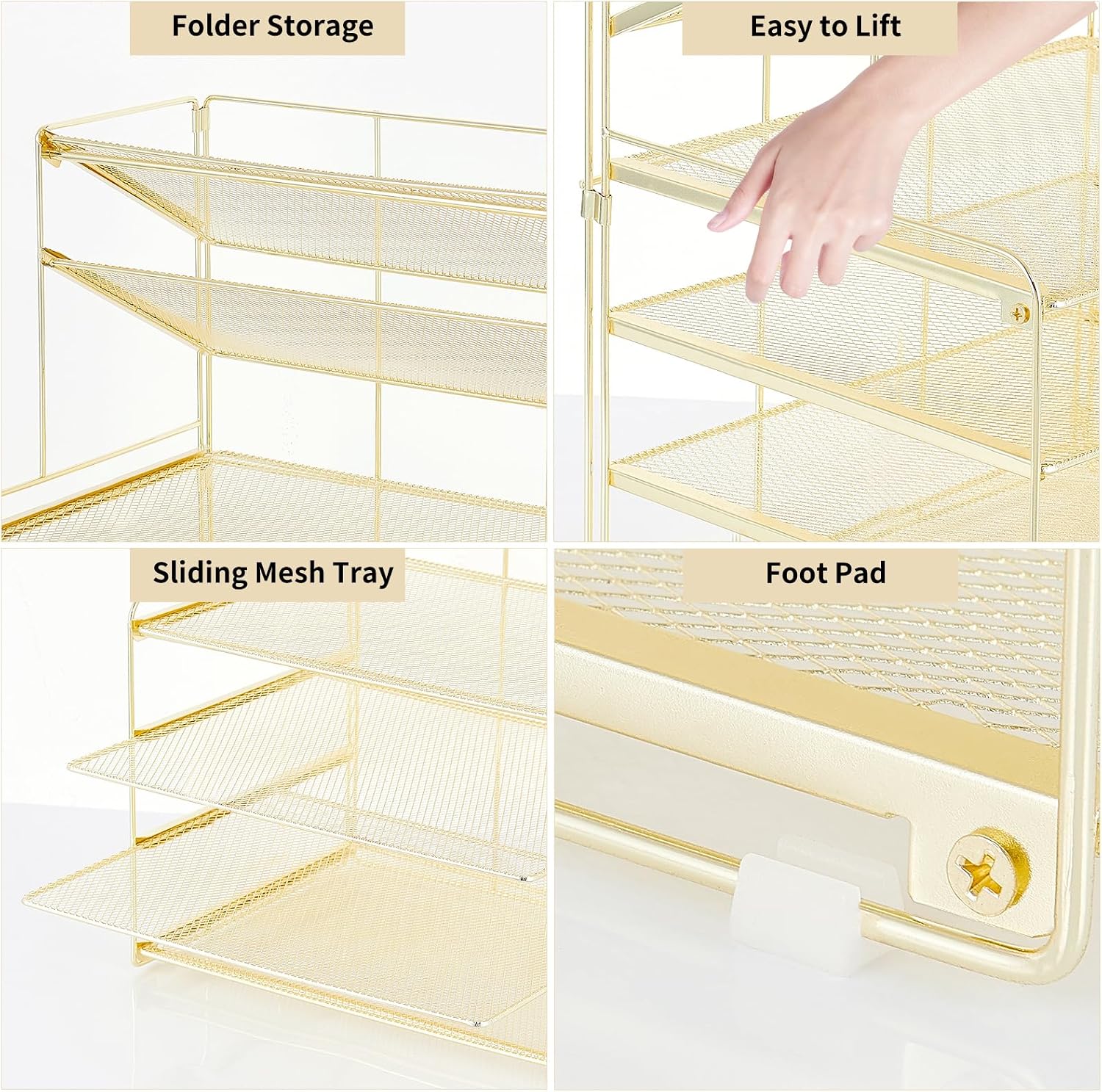 Thumbnail 6 de OPNICE Desk Organizer 6-Tier Metal Letter Tray, Gold Desktop File Organizer