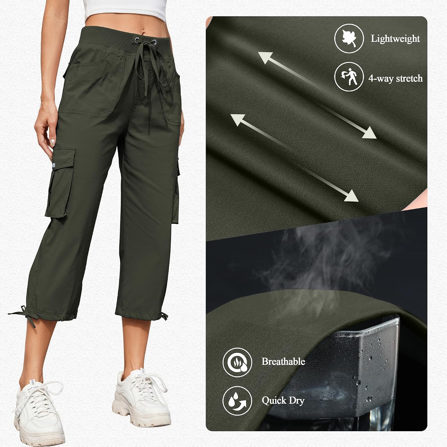 Thumbnail 3 de Hormtaer Hose Damen 3/4 Sommer Casual Cargohose – 6 Taschen, leicht, flexibel und outdoorready