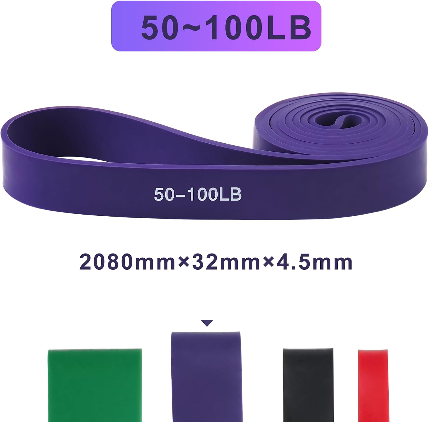 Detalle 2 de Elastici Fitness 15-100LB in lattice 100% per palestra, pilates, yoga, crossfit e powerlifting