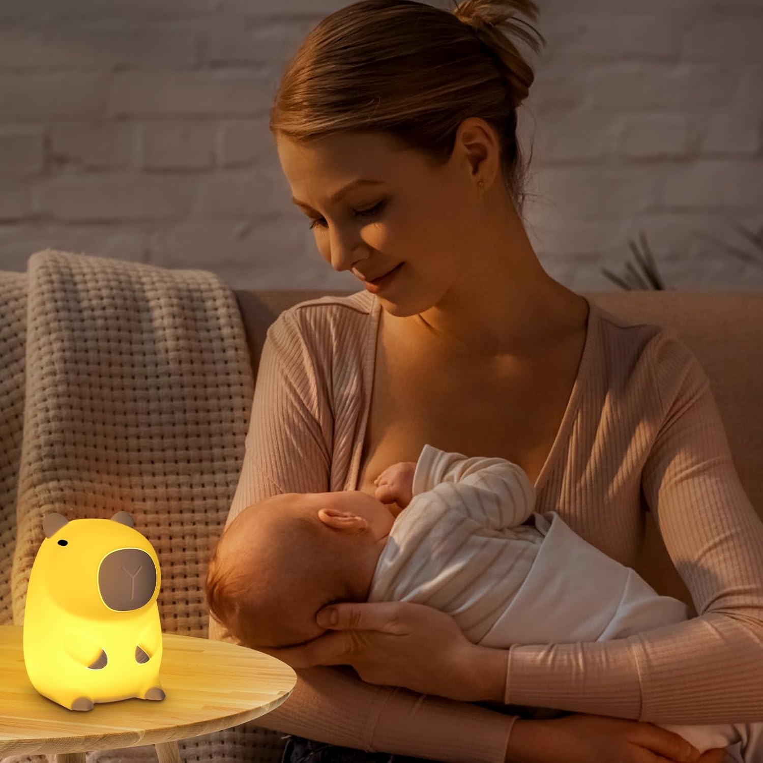 Detalle de Wudyfei Capybara Night Light – Cute Silicone Capybara Lamp with Timers and Dimmable LED