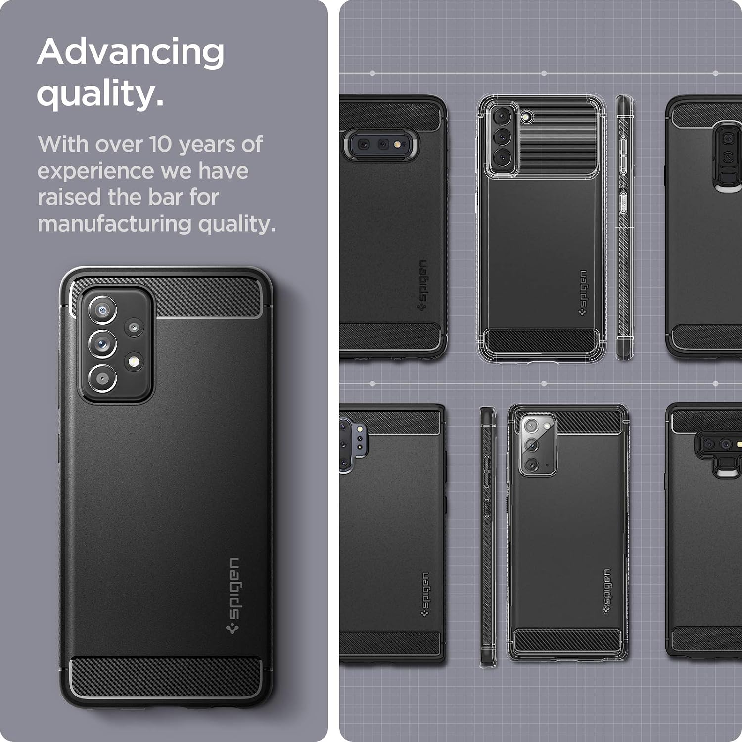Detalle 2 de Spigen Rugged Armor per Samsung Galaxy A52 5G/A52 4G/A52s 5G - Cover in TPU nero