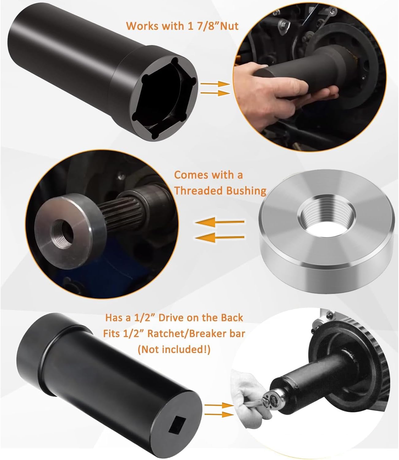 Thumbnail 2 de Mainshaft Sprocket Wrench for Harley-Davidson 1936-2006 Big Twins & 1999-2006 Twin Cam – 1 7/8" Mainshaft Pulley Socket Tool
