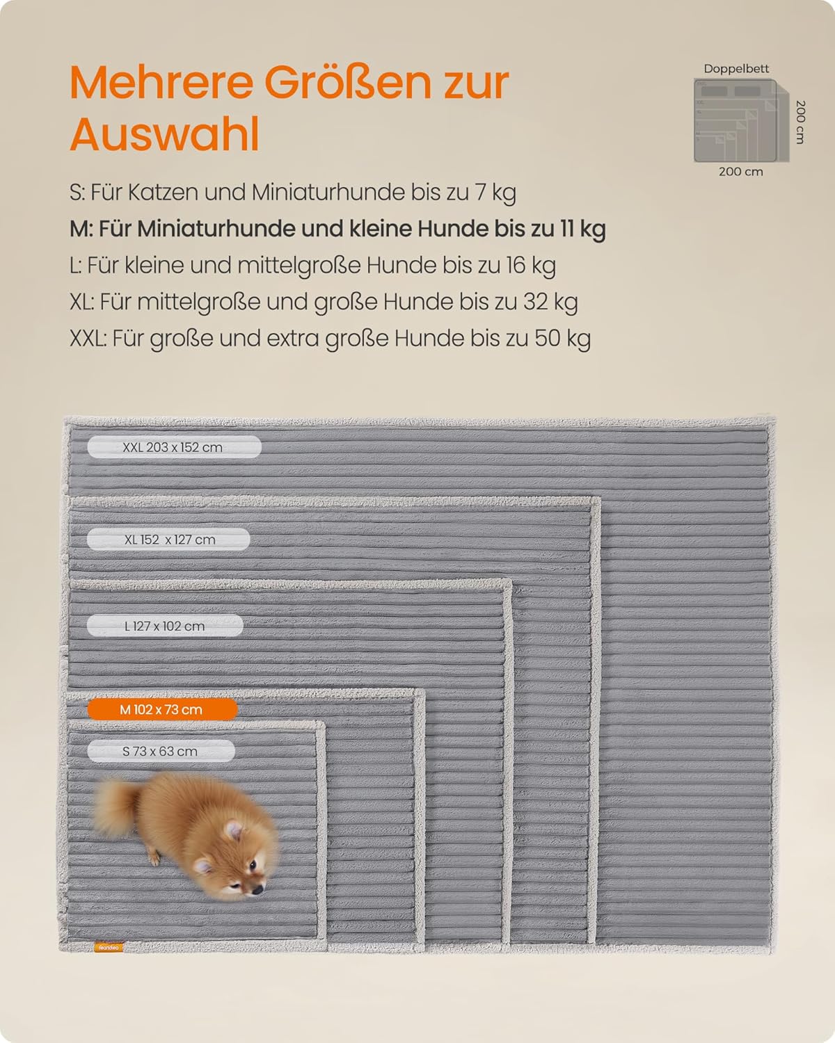 Detalle 2 de Feandrea Hundedecke wasserdicht M 102 x 73 cm