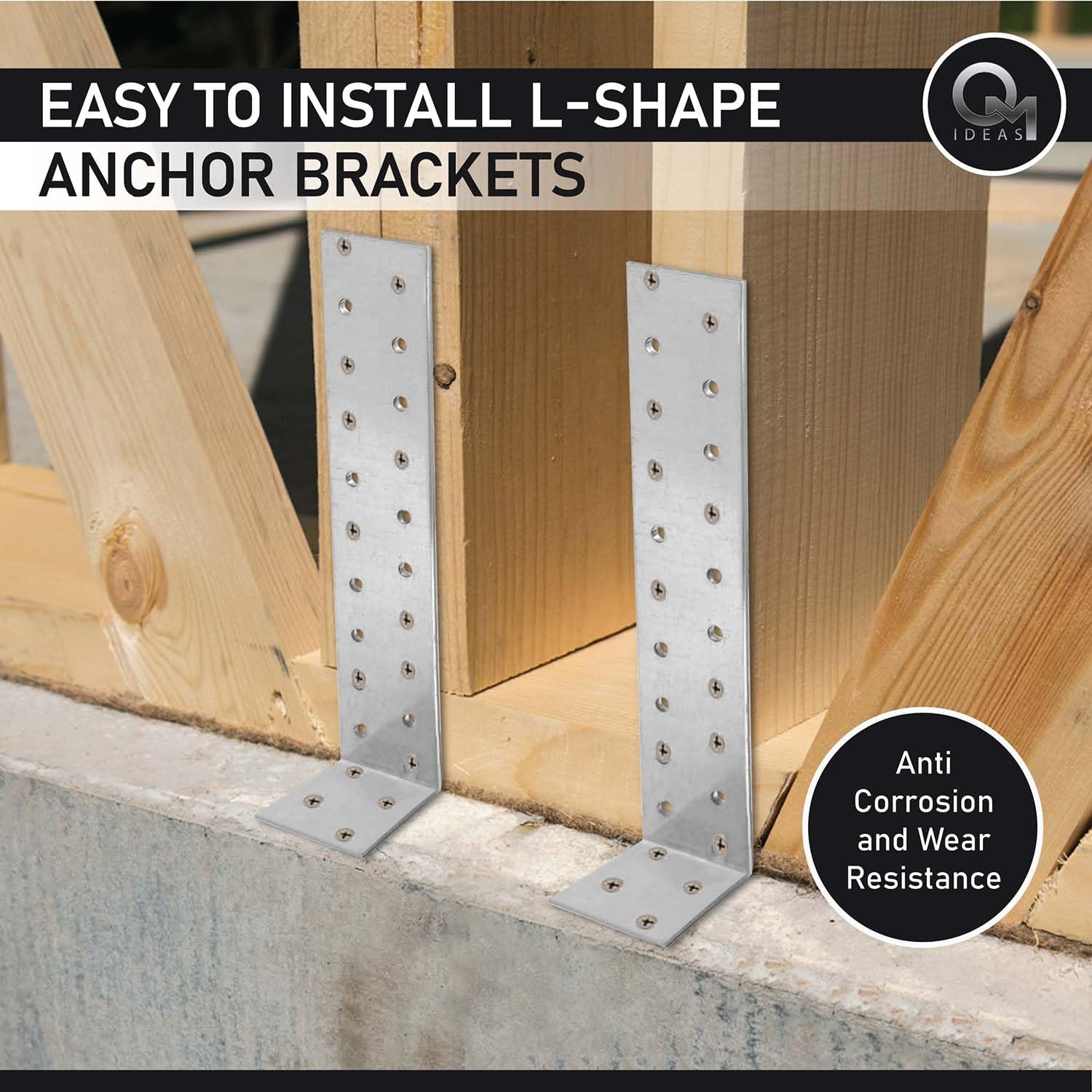 Thumbnail 6 de OMIDEAS 10 x Flachstahlanker 200 x 40 x 40 mm, Zuganker aus verzinktem Stahl