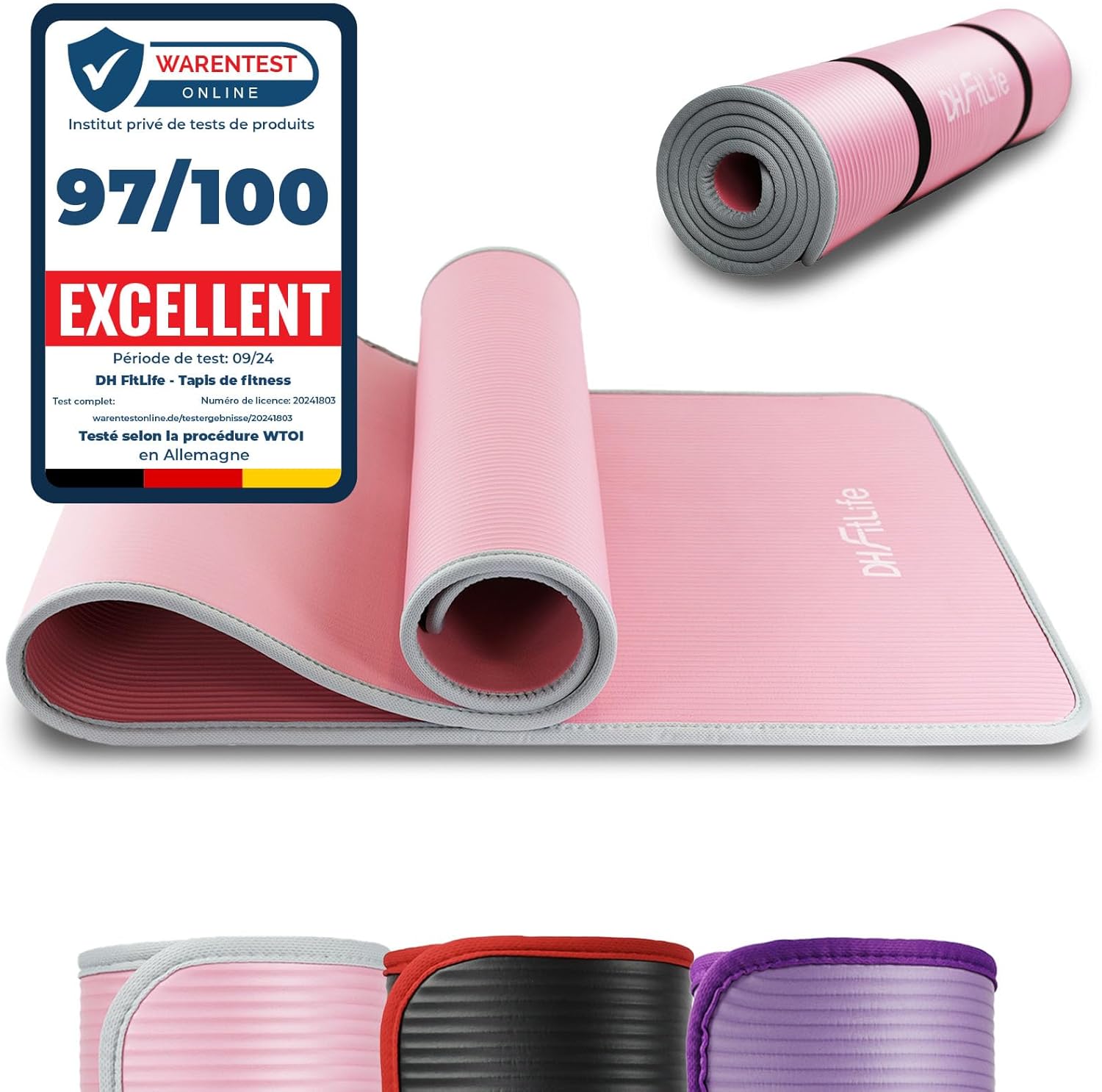 Thumbnail 6 de DH FitLife tapis d’entraînement 183 x 61 x 1 cm antidérapant et épais