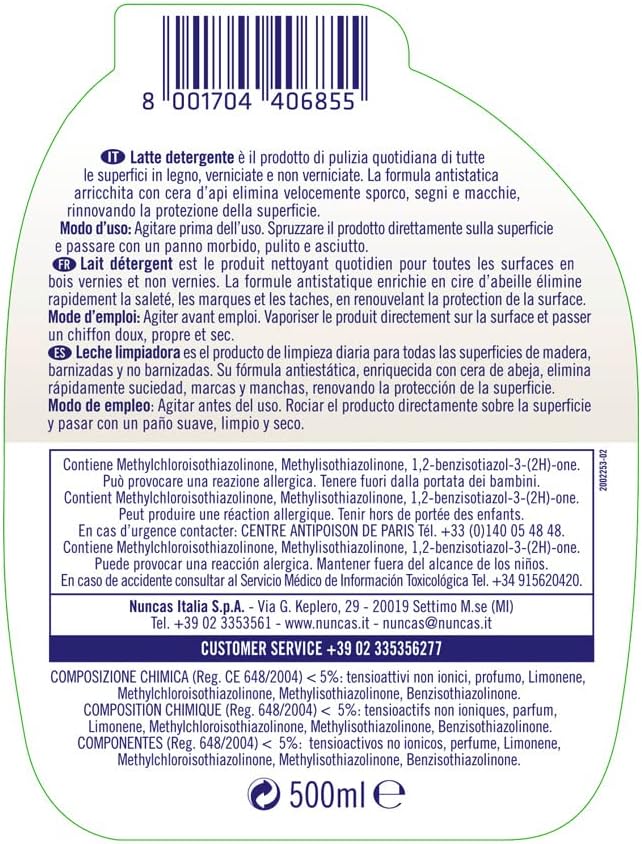 Detalle de Nuncas Livax Mobili&Design Latte Detergente Legno 500ml – Cura delicata per legno verniciato e naturale