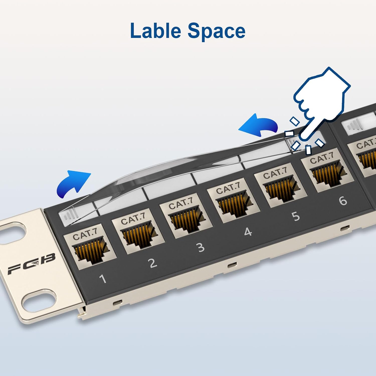 Detalle de FGB 1U Patchpanel mit 24 Anschlüssen, Cat7 geschirmte Keystone-Koppler (10 Gbps) für 19-Zoll-Rack oder Wandmontage