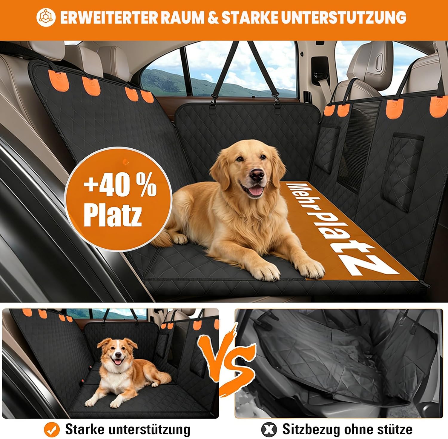 Detalle de BMaoBBo Hundedecke Auto Rückbank 135x60 cm – wasserdicht, kratzfest und 300 Pfund Traglast