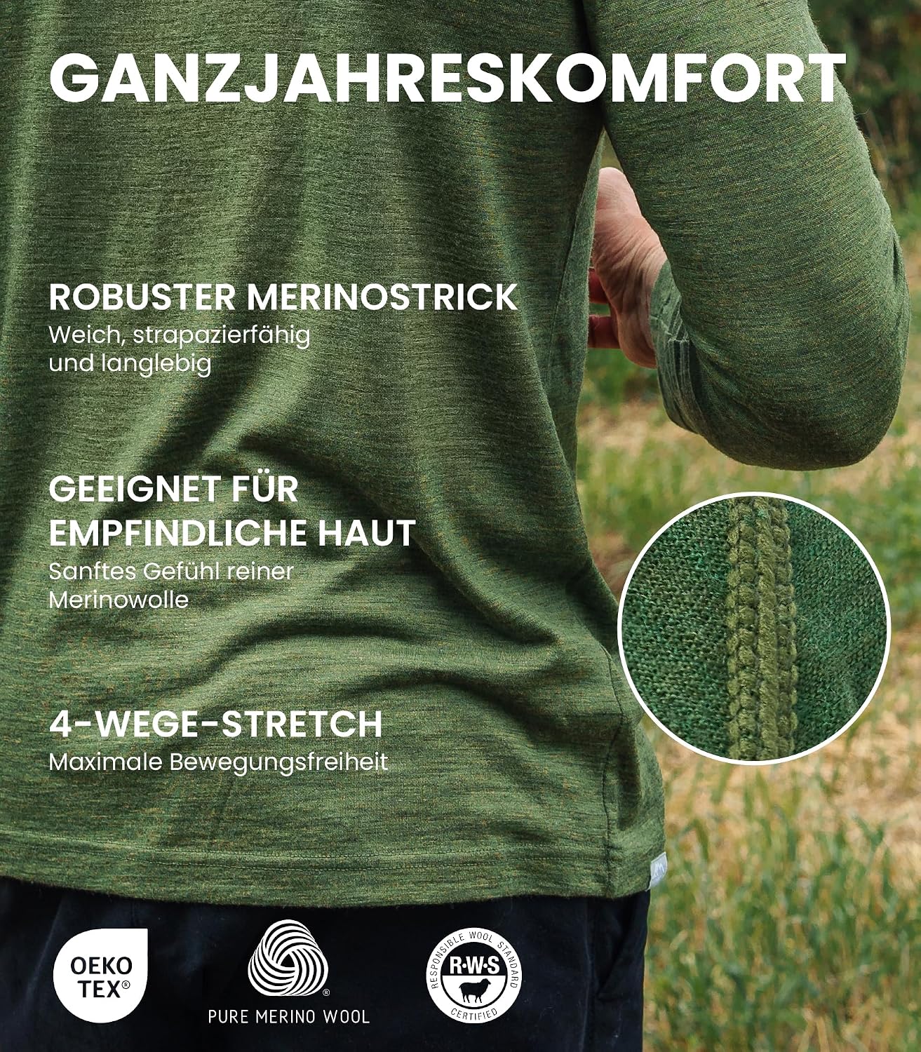Detalle 2 de Merino.tech 100% Merino Unterwäsche 18,5 µm 🩲