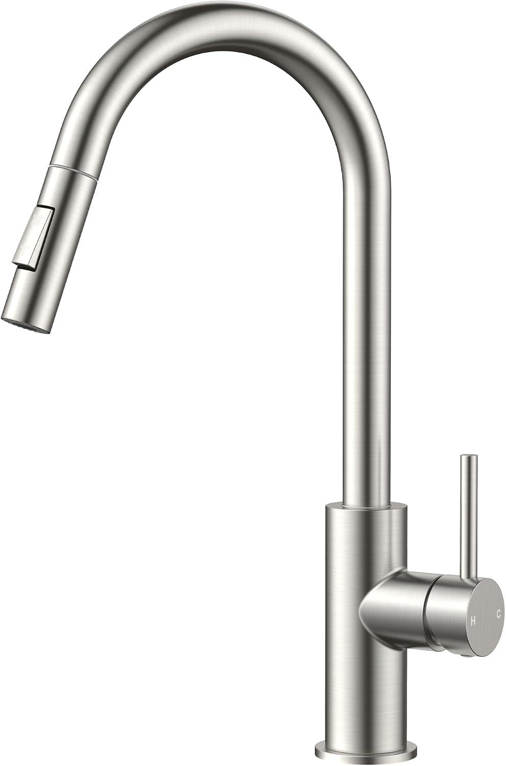 Detalle de FORIOUS FF0200BN Pull-Down Kitchen Faucet, Brushed Nickel, High-Arc Spout