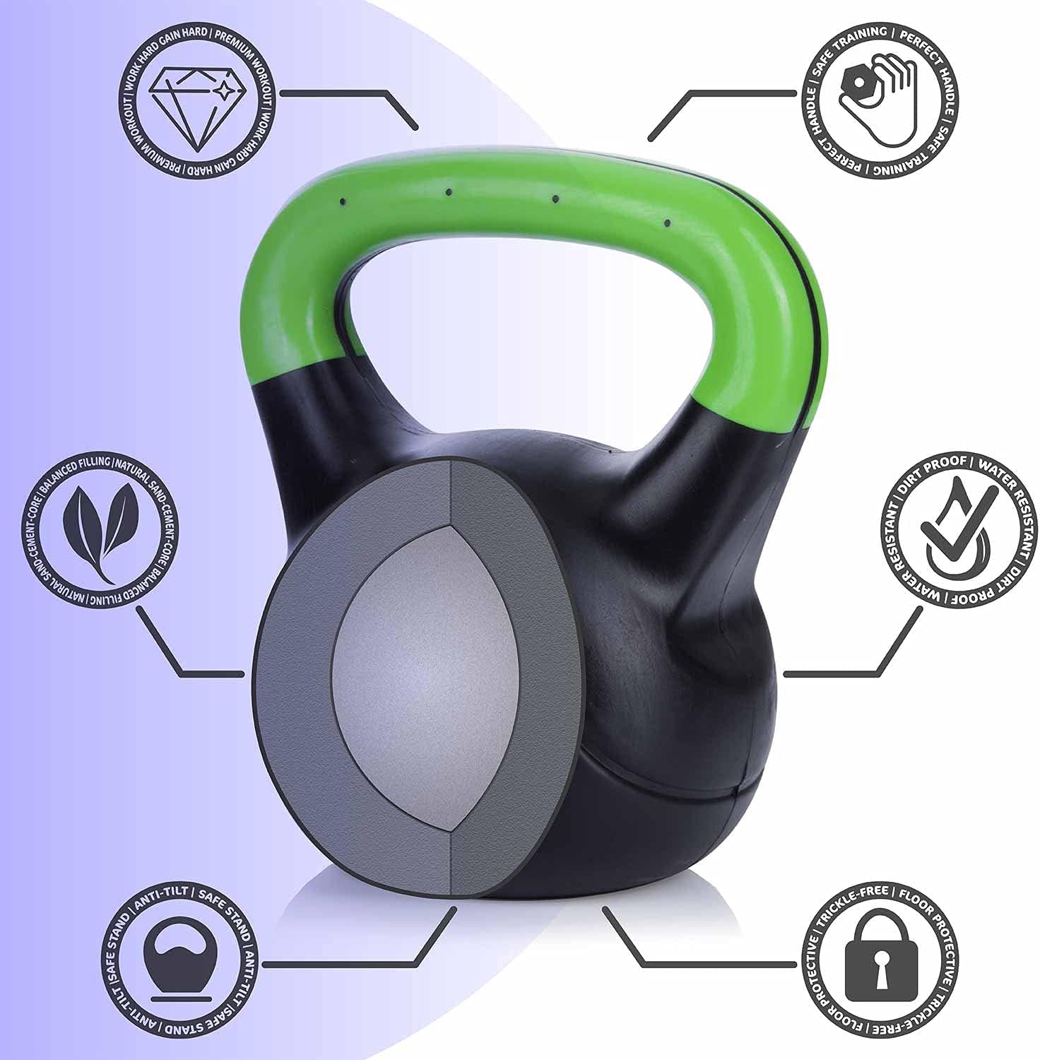 Thumbnail 3 de Body & Mind® Kettlebell Kugelhantel 2–20 kg – Workout-Gewichtshantel aus Kunststoff