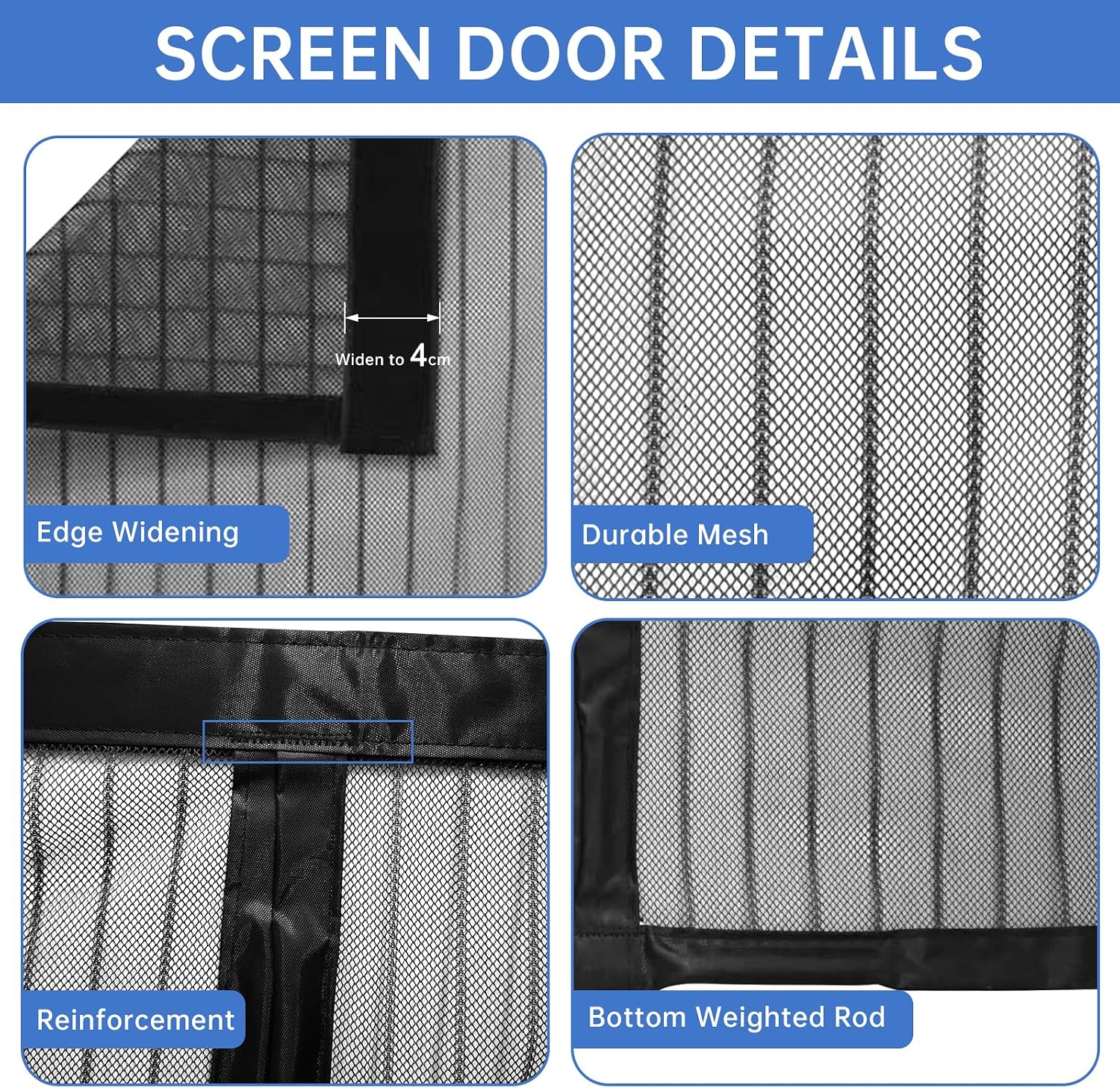 Thumbnail 6 de QNLONG 345-024-271 Magnetic Screen Door for 36 x 80 in Doorways, Black