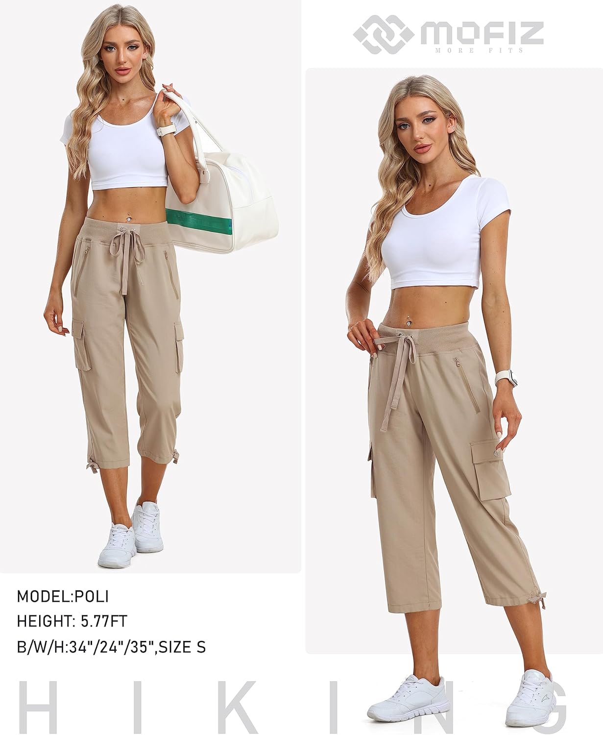 Thumbnail 5 de MoFiz Women’s Cargo Capris Pants – Loose Fit Quick-Dry Hiking & Travel Capris with Pockets