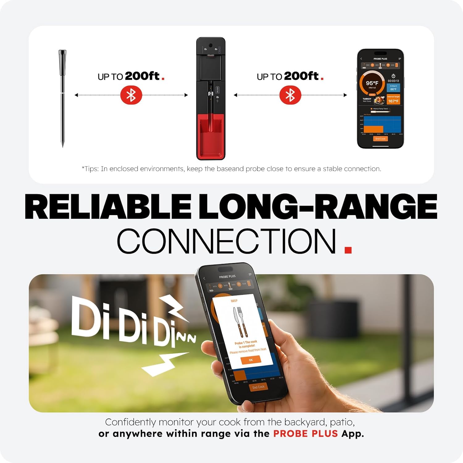 Thumbnail 3 de Smart Wireless Meat Thermometer with Ultra-Thin Probe 6-Sensor Accuracy