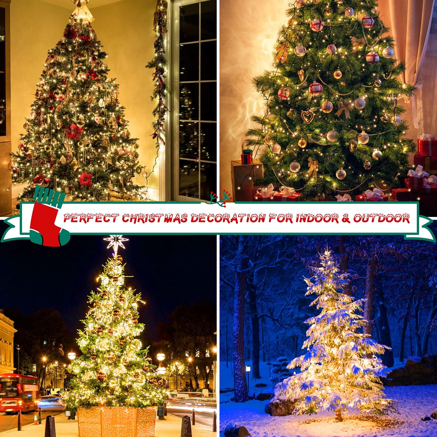 Thumbnail 6 de cshare Christmas Tree Lights (2m, 400 LEDs) – mains powered fairy lights with 8 modes, memory & timer (warm white, IP44)