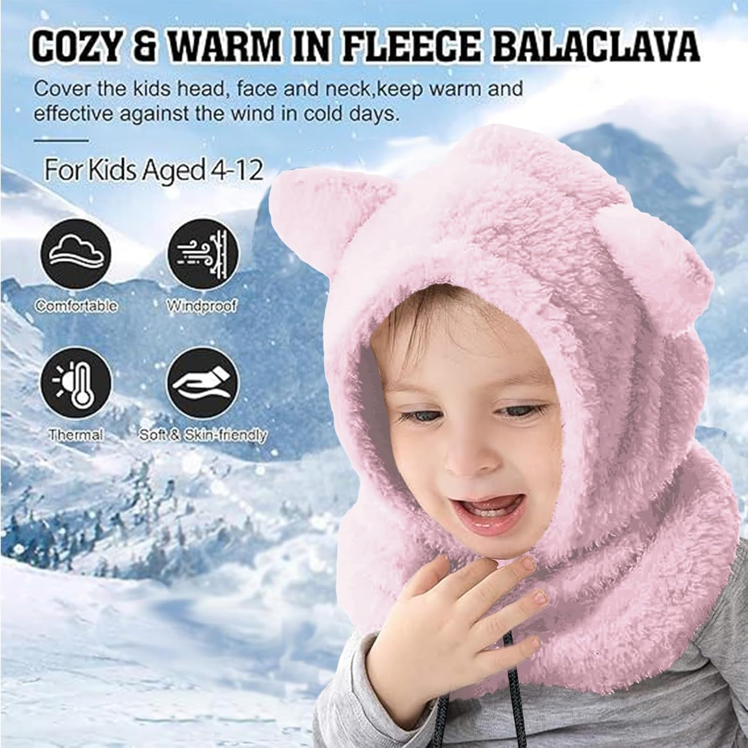 Thumbnail 4 de Crazy Bean 2-in-1 Kids Winter Hat and Scarf: Toddler Beanie with Bear Ears