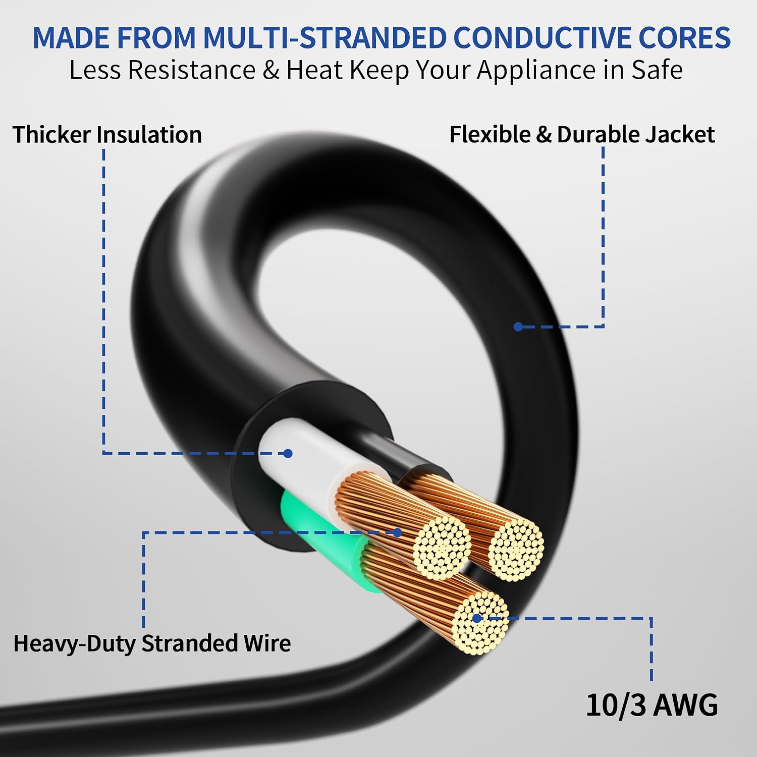 Detalle de cismorvex 10 ft 10/3 Outdoor/Indoor Extension Cord with Lighted End