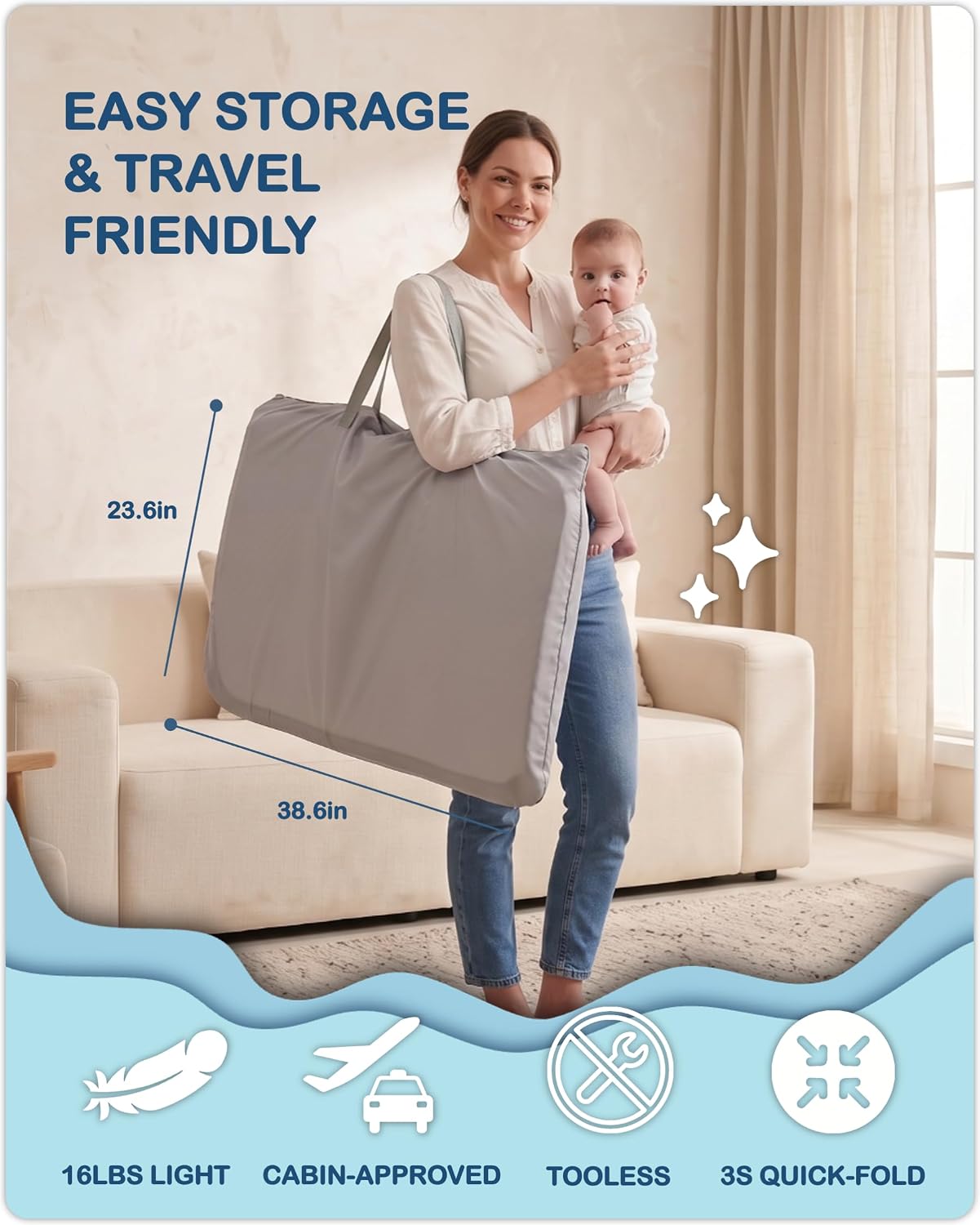 Thumbnail 6 de BEKA 2-in-1 Bassinet Bedside Sleeper with Adjustable Height and Mesh Sides