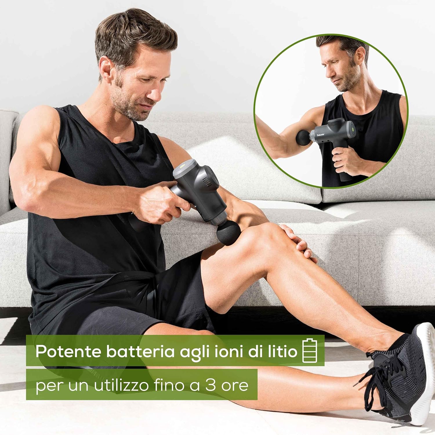 Detalle de Beurer MG 180 Massage Gun: Pistola per Massaggio Muscolare con 6 Accessori e 4 Livelli di Intensità
