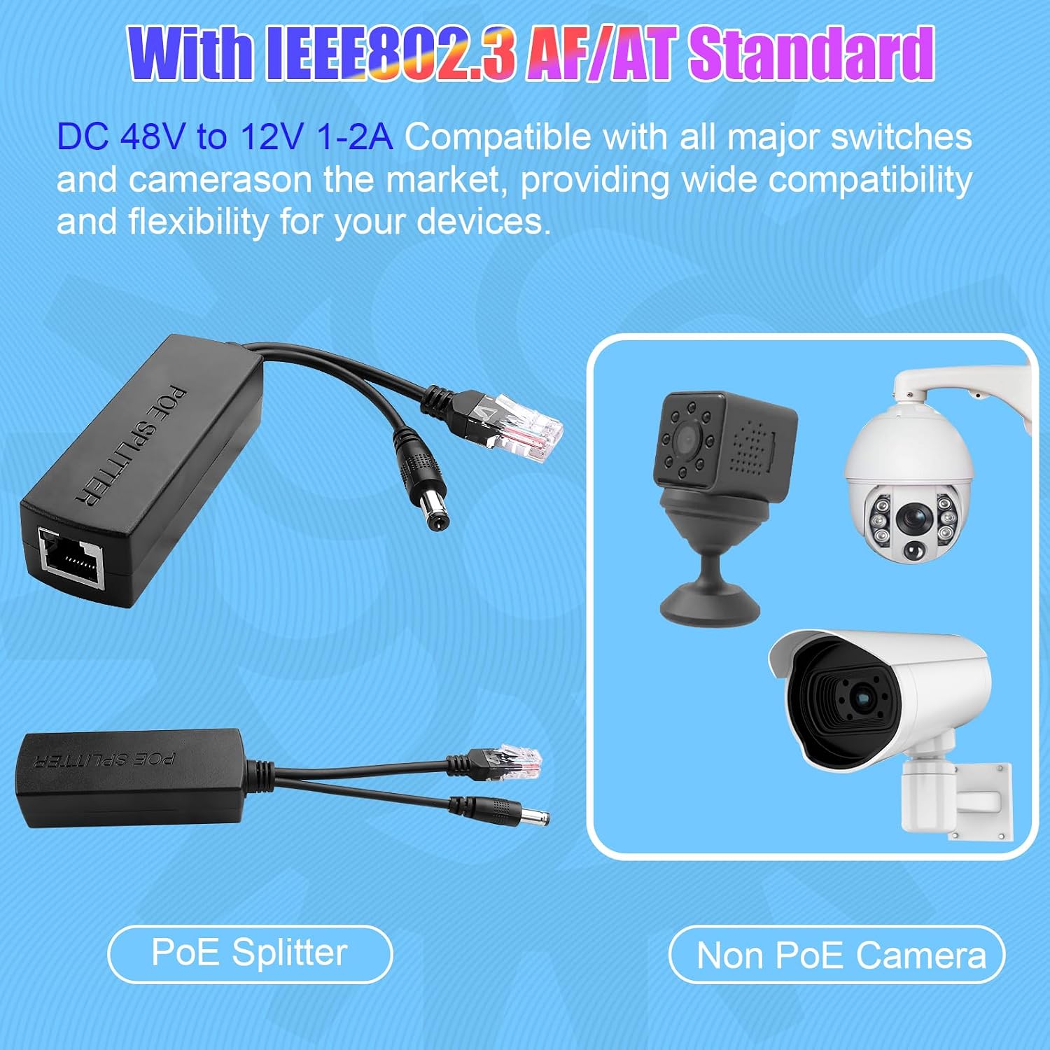 Thumbnail 1 de TIENFOKOTA POE Splitter DC 5.5x2.1mm: 48V to 12V, 15W, IEEE 802.3af/at