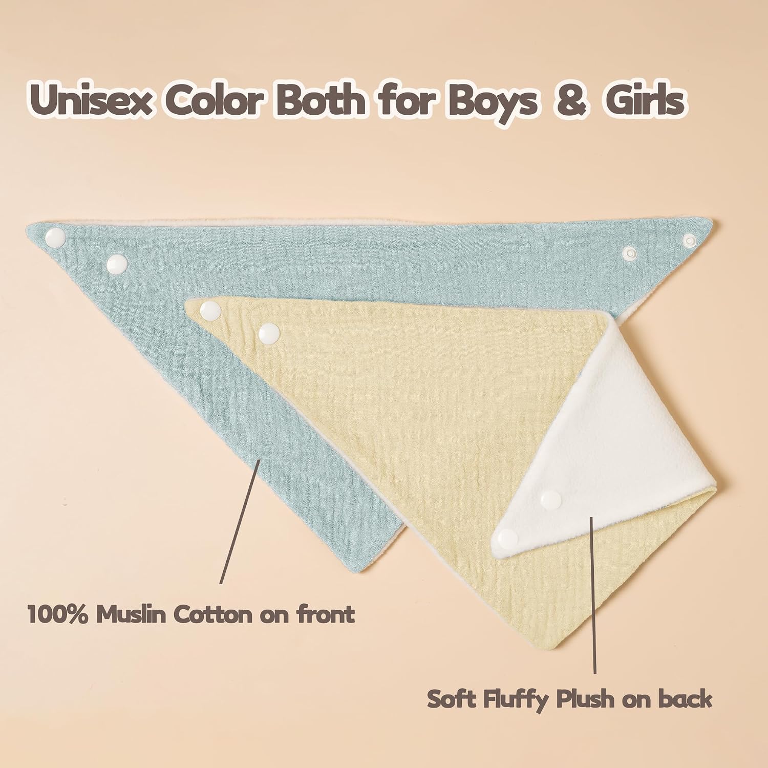 Detalle 2 de Susurration muslin baby drool bibs (triangle, adjustable, 6-pack) – blue, one size