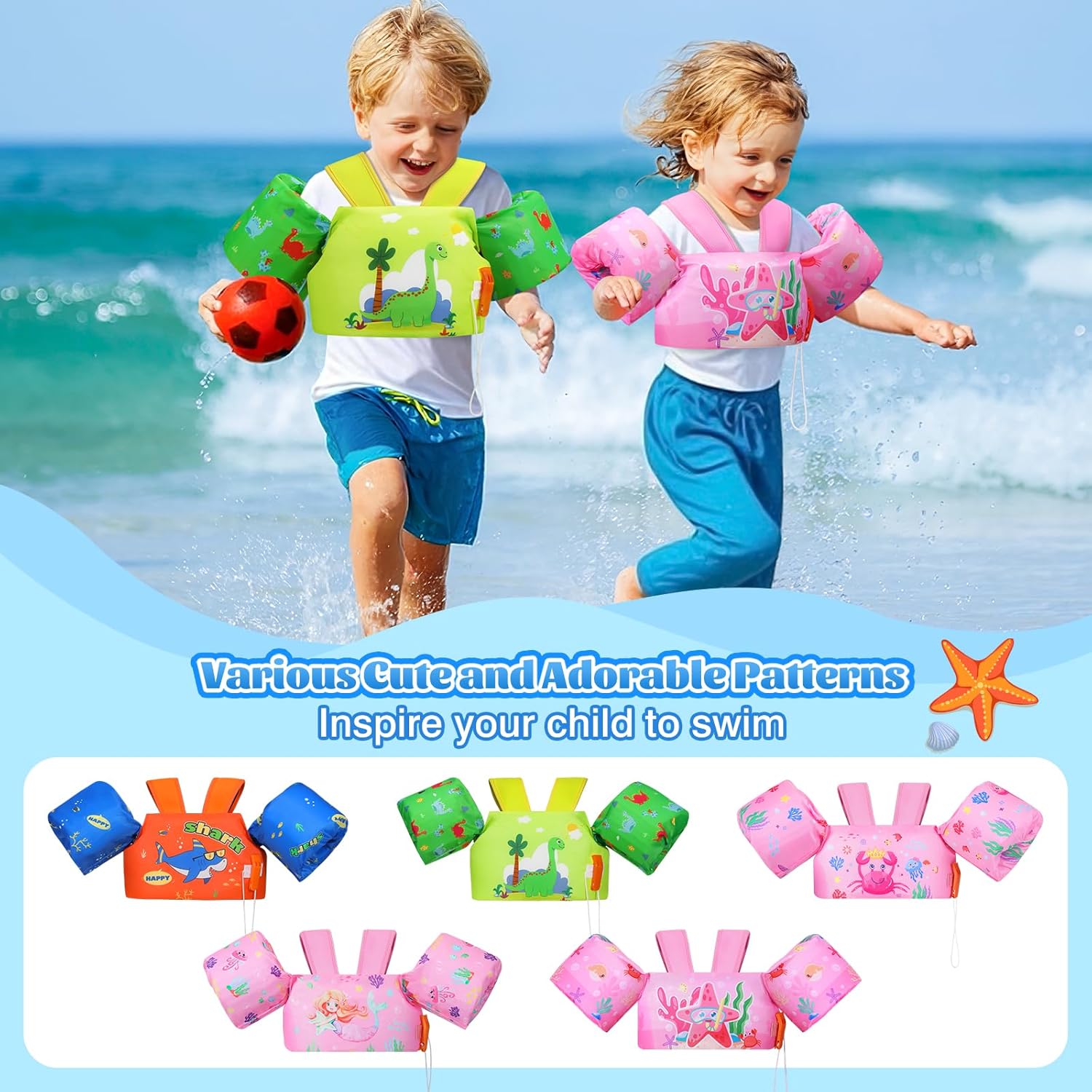 Thumbnail 5 de MoKo Kinder Schwimmflügel (Cartoon Schwimmweste) mit D‑Schnalle & Trageschlaufe